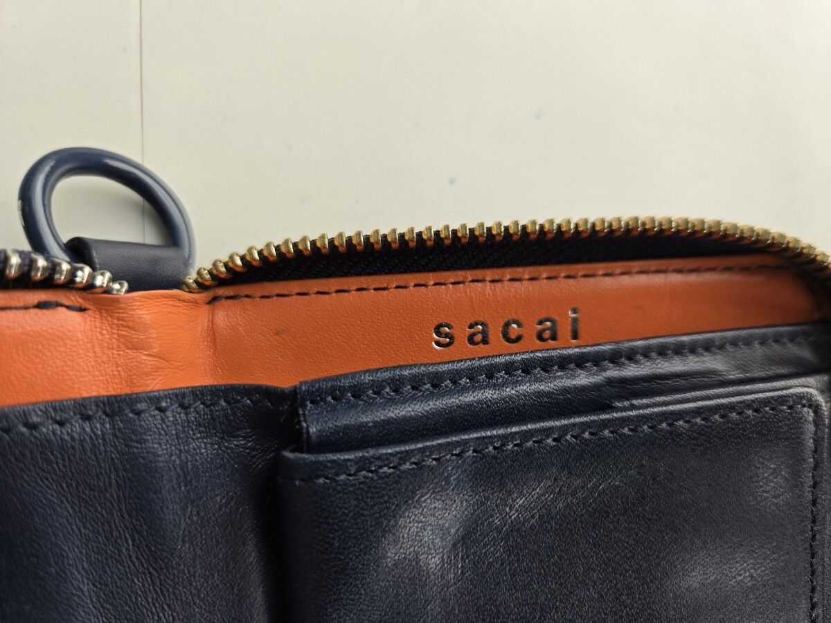Porter × Sacai sacai x Porter Leather Navy Bifold Zipper Wallet Used Condor Size ONE SIZE - 4 Thumbnail
