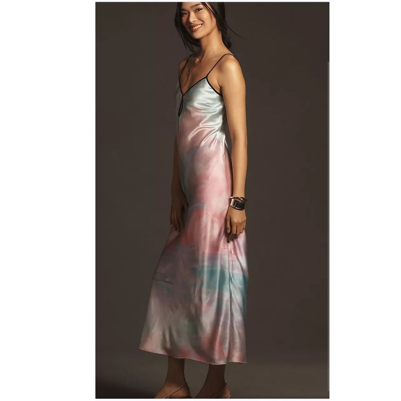 Anthropologie NWT Geisha Designs Printed Slip Midi Dress $188 SMALL SATIN Size S / US 4 / IT 40 - 3 Thumbnail