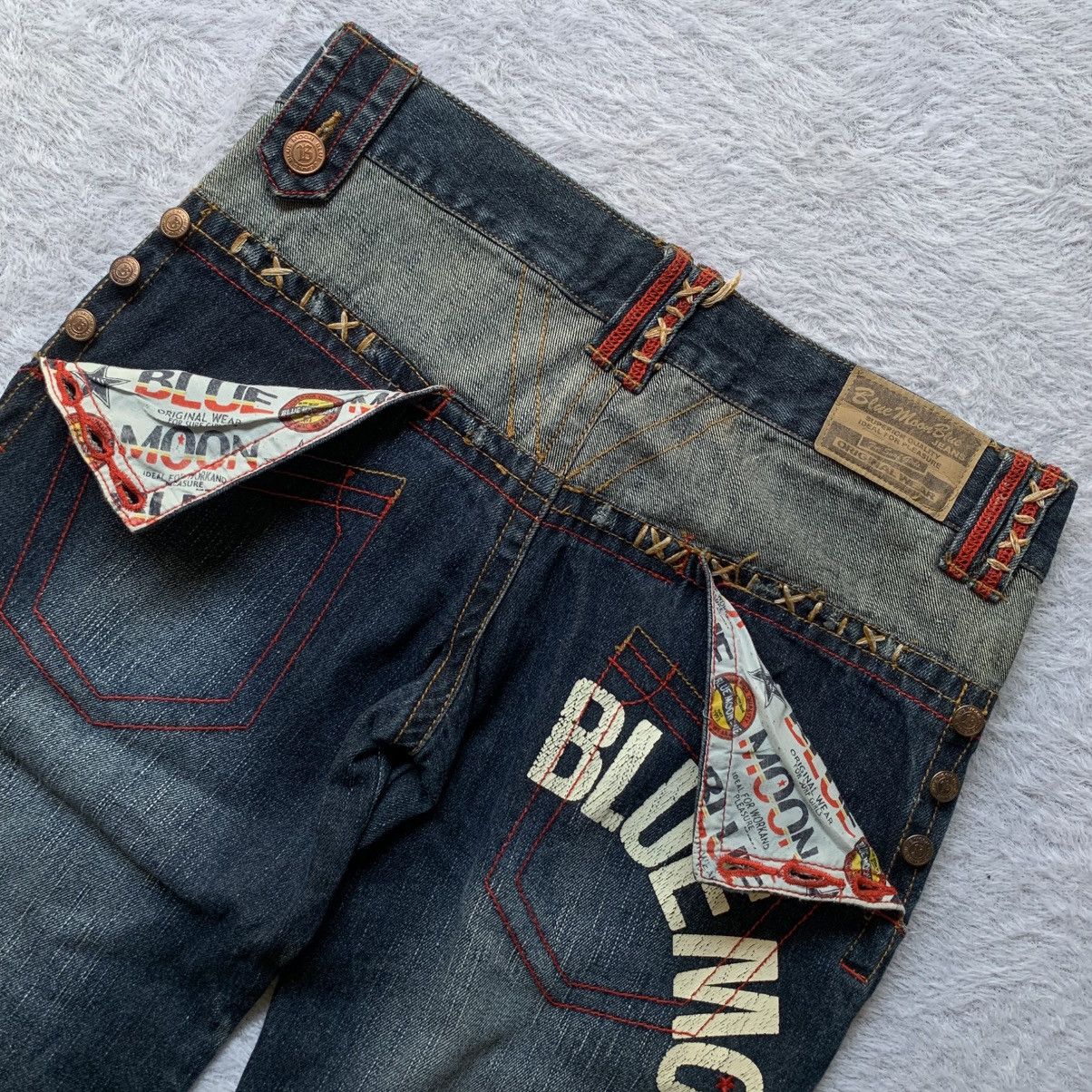 If Six Was Nine Crazy design by blue moon blue denim pants Size US 32 / EU 48 - 10 Thumbnail
