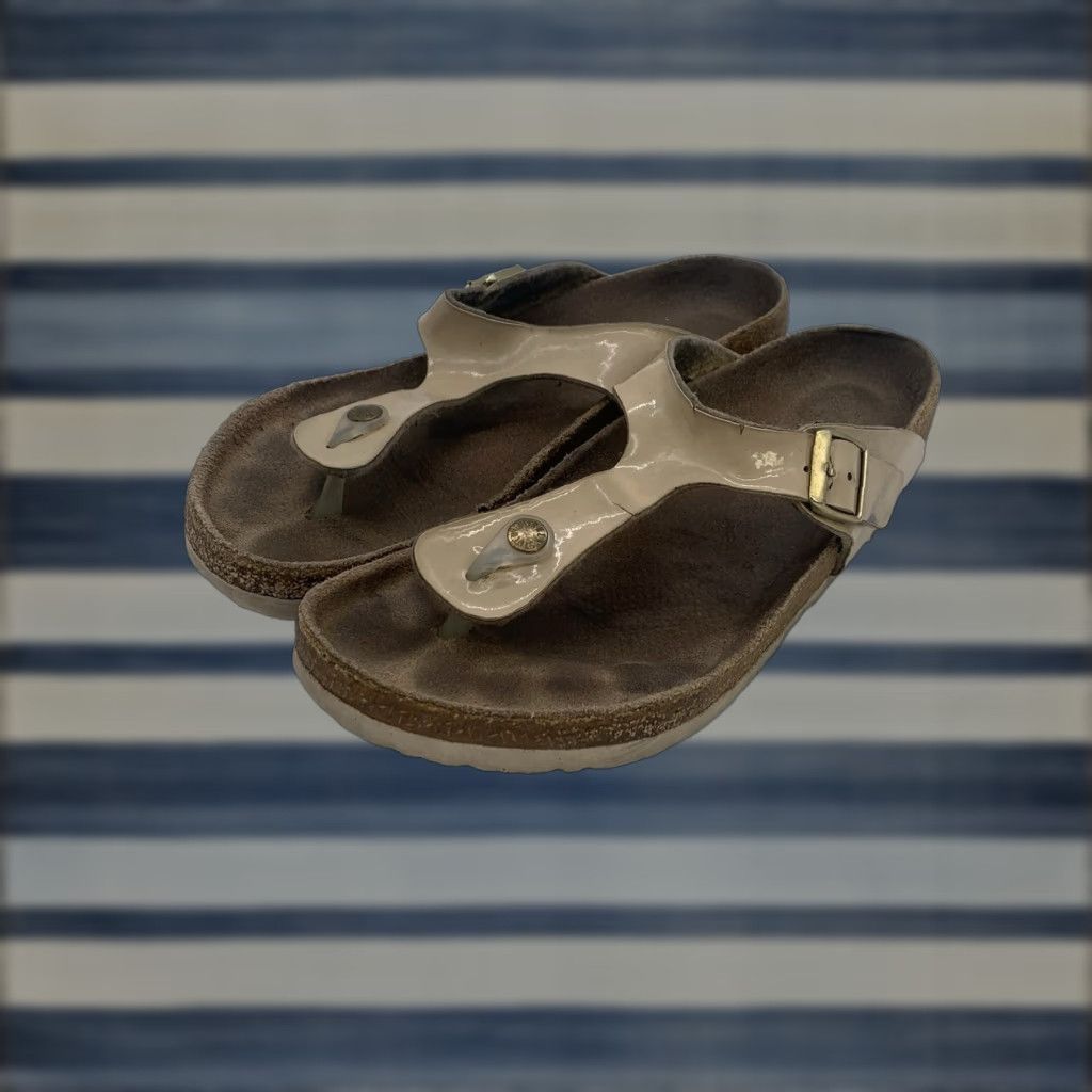 Birkenstock Gizeh Sandals WomenS 9 Eu 40 Beige Flip Flops Thong Comfort Adjustable Strap in White, Women's