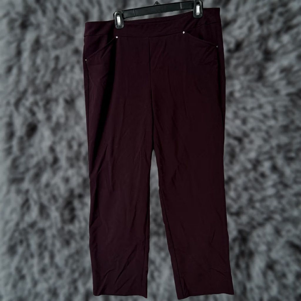 Vintage VINTAGE? No — Roz & Ali Dress Pants Womens Size 14 36x29 Ponte Knit Office Siren Chic Workwear Size 36" / US 14 / IT 50 - 1 Thumbnail