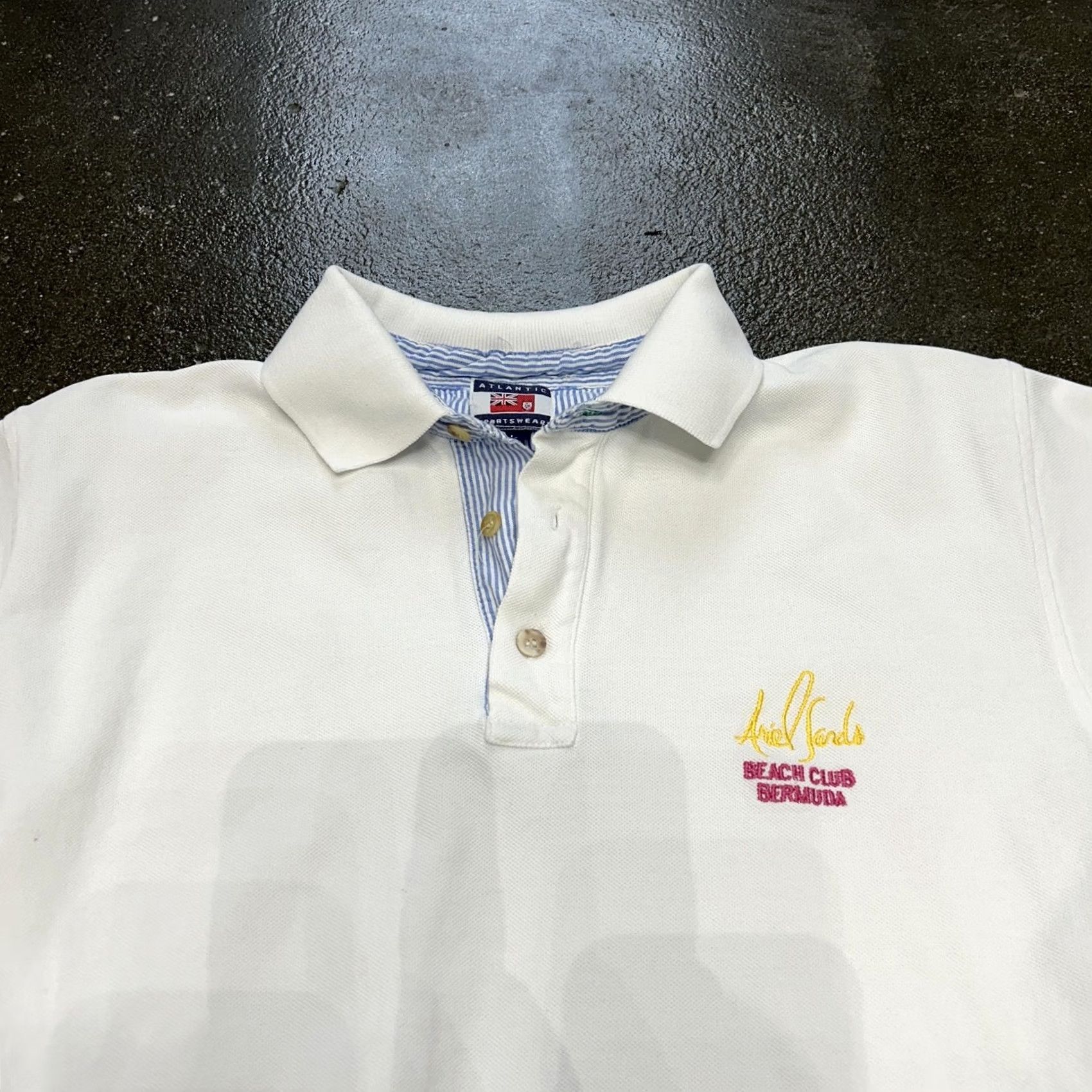 Vintage VINTAGE Atlantic Sportswear Polo Shirt Mens L White Ariel Sands Beach Club Bermuda Size US L / EU 52-54 / 3 - 2 Thumbnail