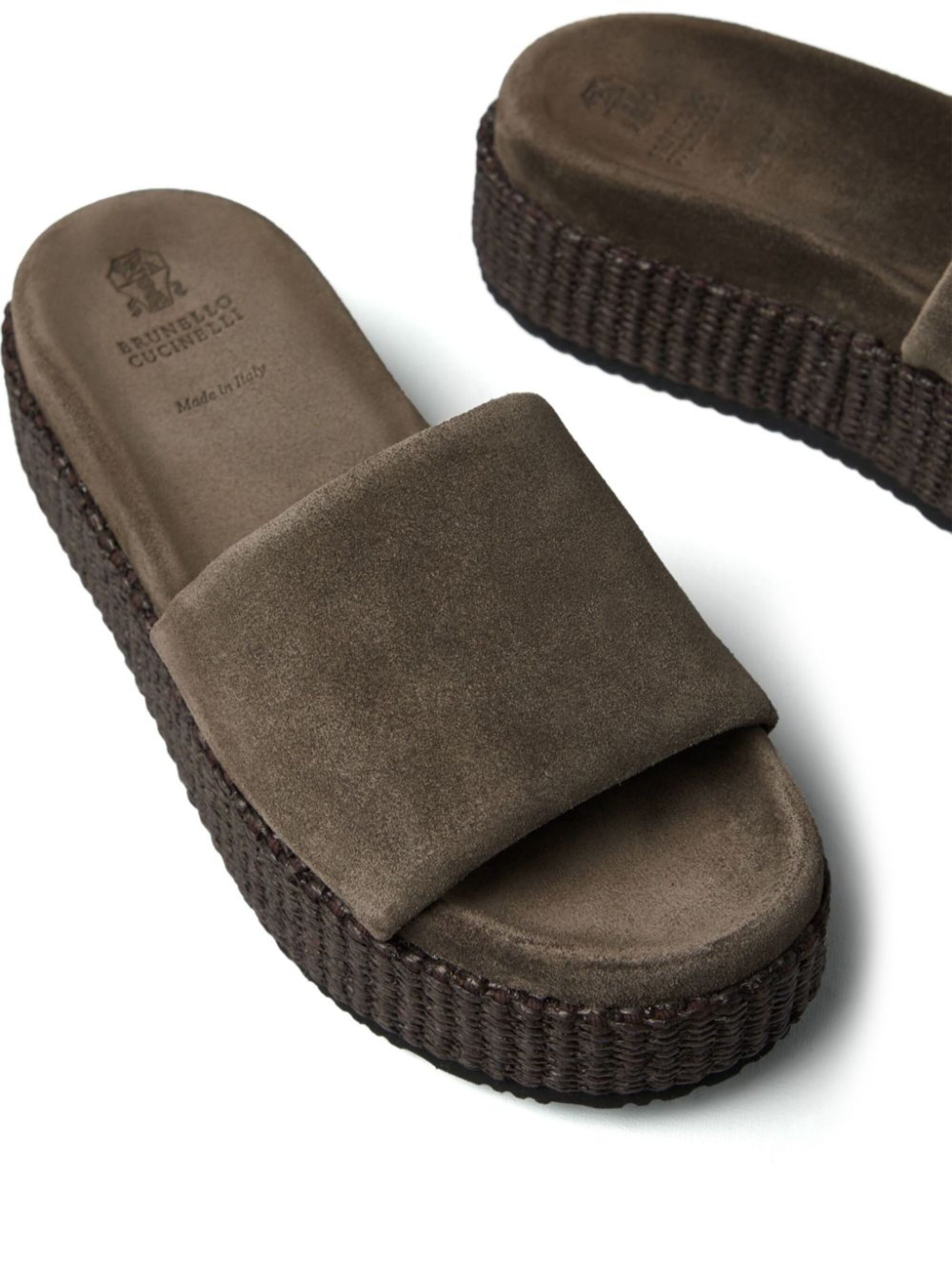Brunello Cucinelli o1w1db10825 Slippers in Medium Brown Size US 10 / IT 40 - 3 Thumbnail