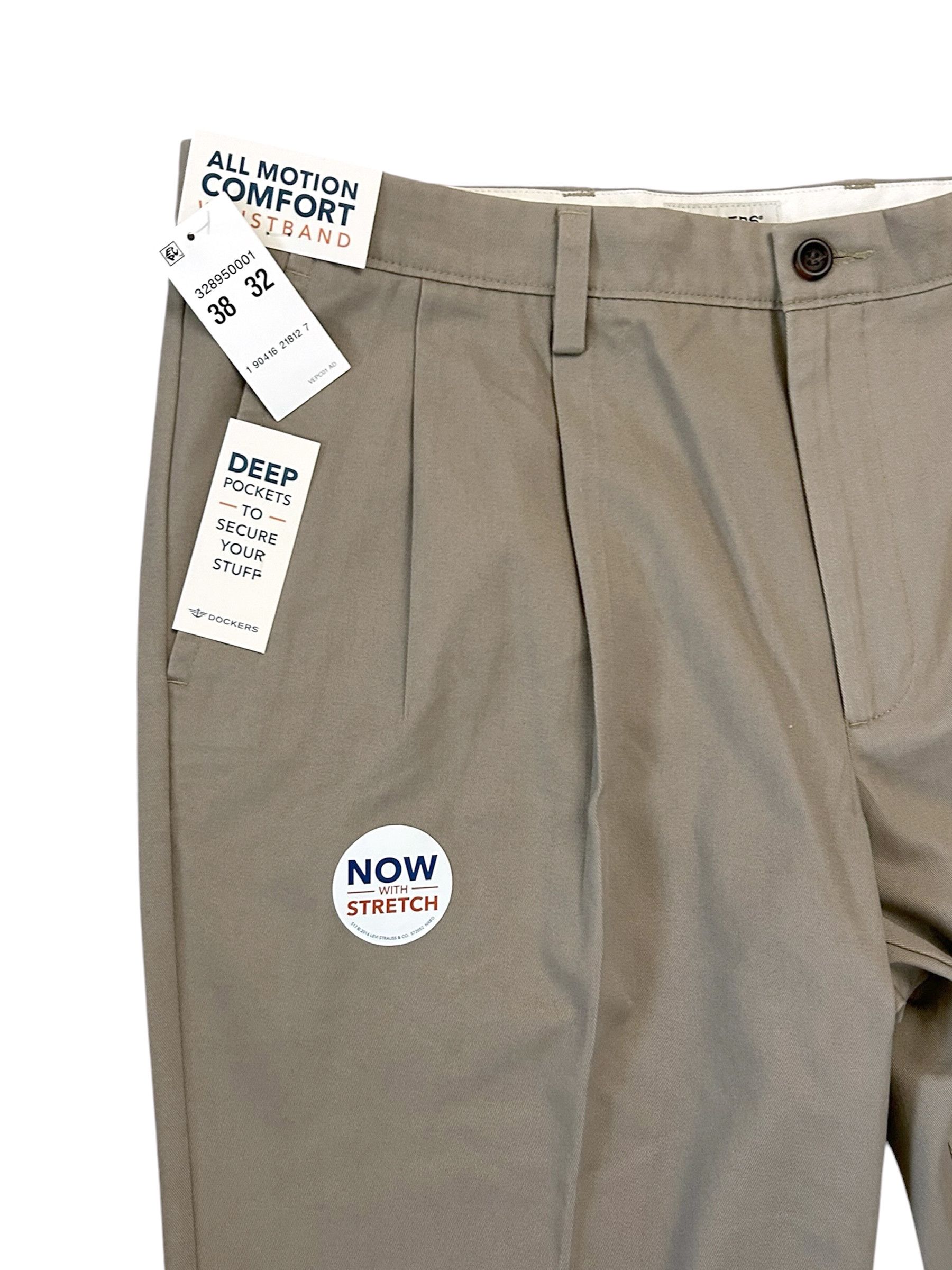 Dockers Dockers Size 38x32 Classic Fit Pleated Front Pants Beige Size US 38 / EU 54 - 3 Thumbnail