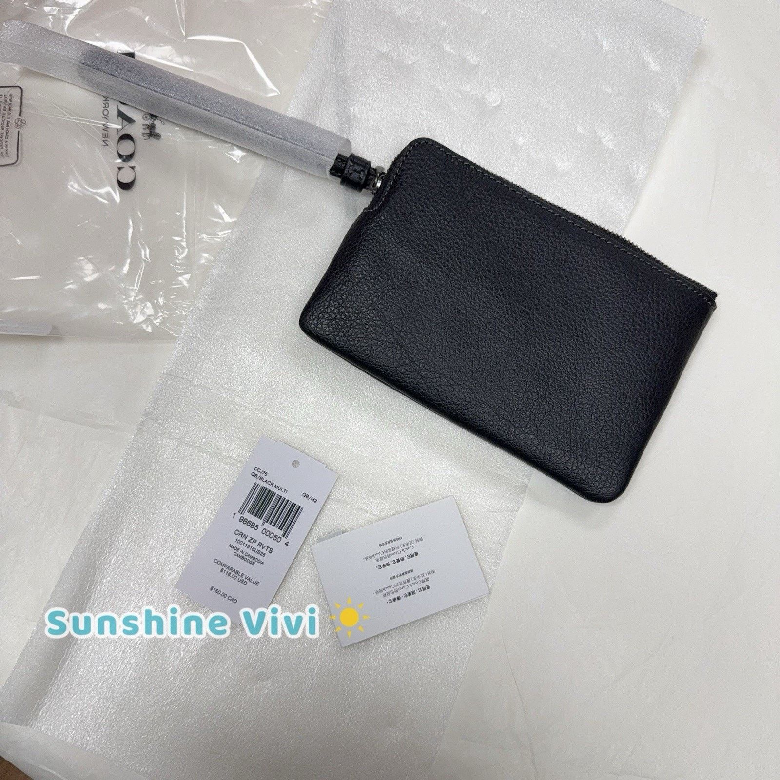 Coach NWT Coach Corner Zip Wristlet Rivets Black Leather CCJ75 Size ONE SIZE - 5 Thumbnail