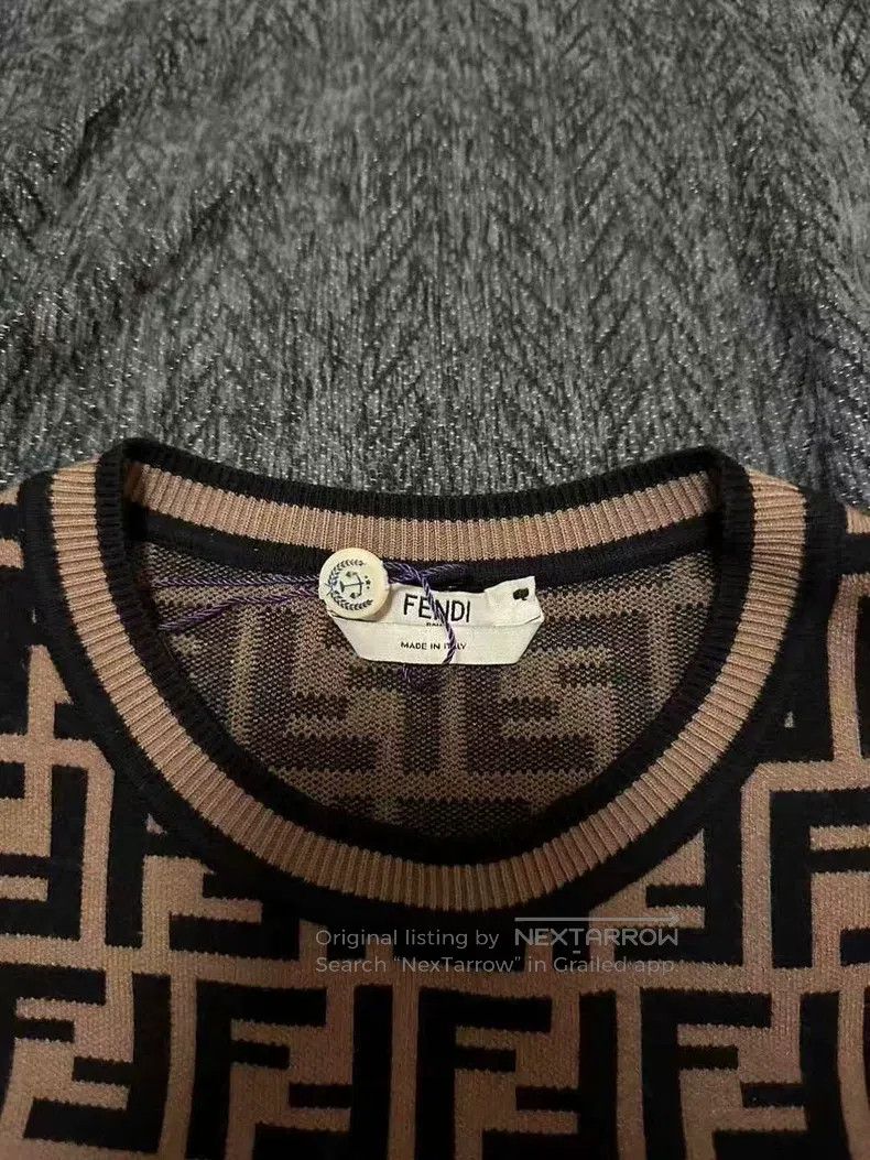 Fendi Fendi Brown all-over print knitted short-sleeve Size 4XL / US 24-26 - 3 Thumbnail