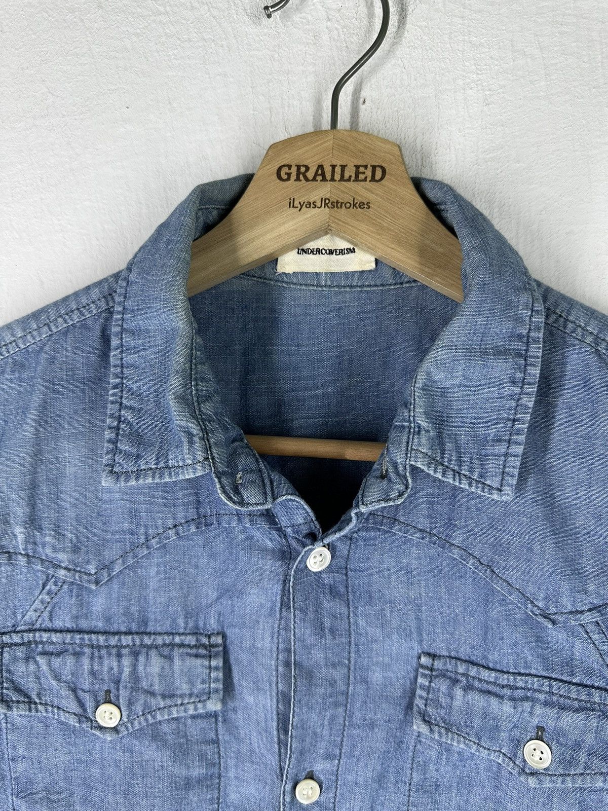 Undercover Vintage Undercoverism Denim Long Sleeve Collar Tee Size US S / EU 44-46 / 1 - 9 Thumbnail
