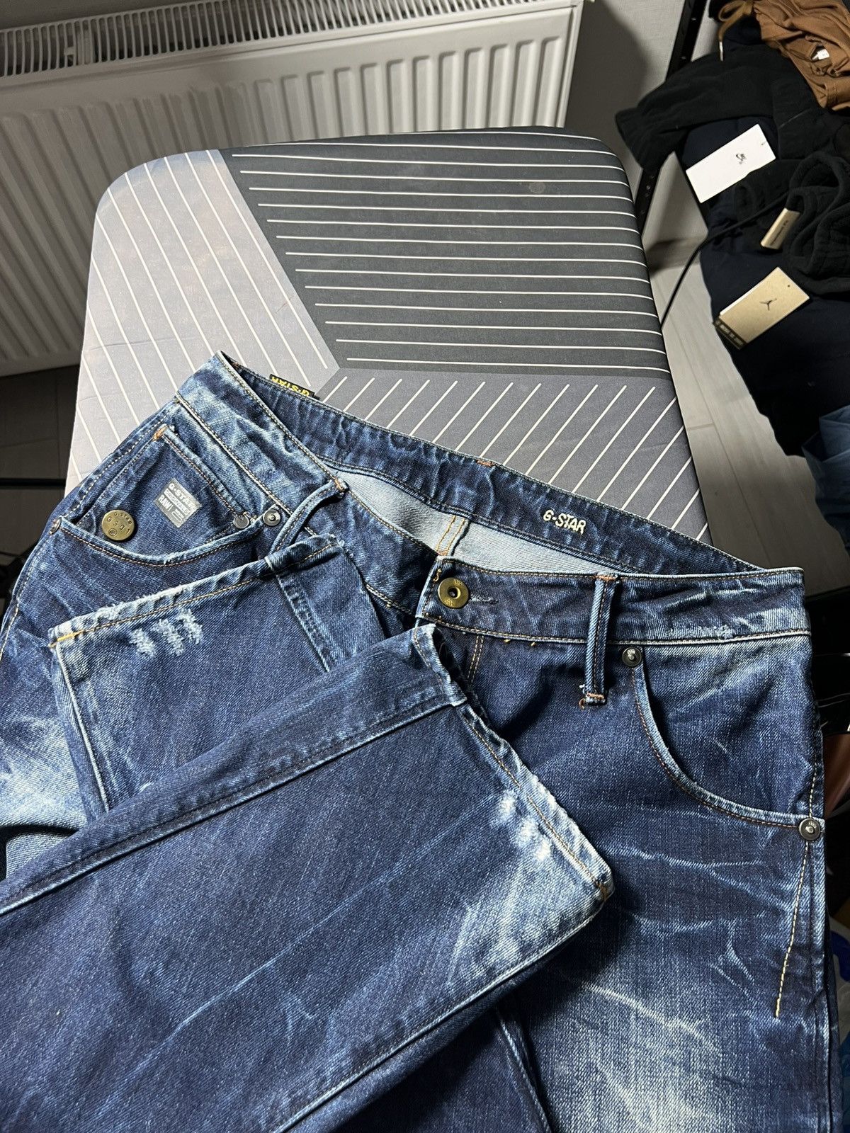 G-Star G-Star Raw ARC 3D Slim Fit Jeans Distressed Blue Denim Size US 32 / EU 48 - 14 Thumbnail