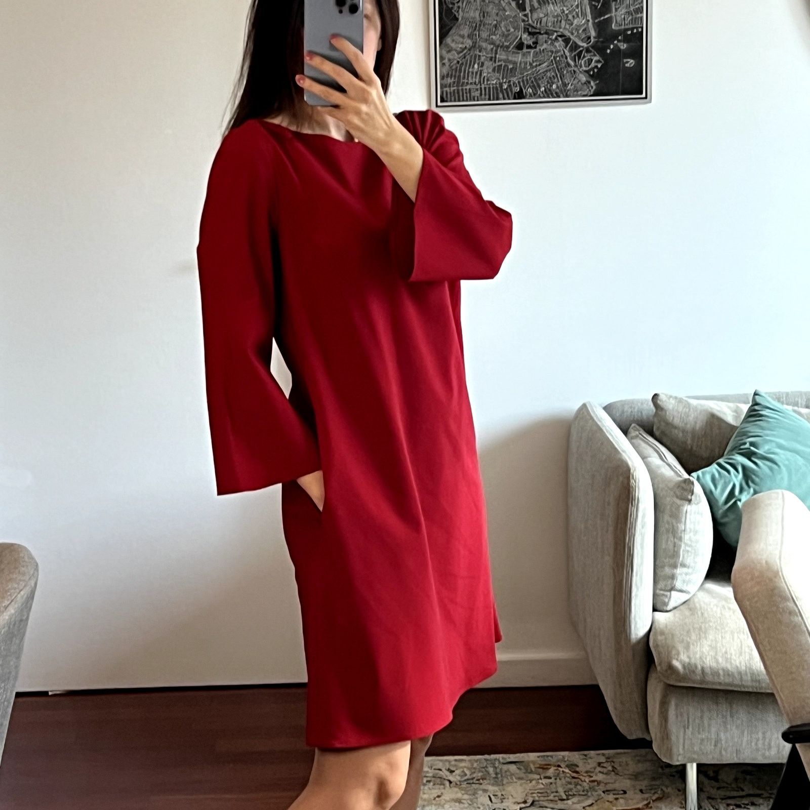 Lafayette 148 Lafayette 148 New York Shift Red Mini Dress Size M Size M / US 6-8 / IT 42-44 - 2 Thumbnail