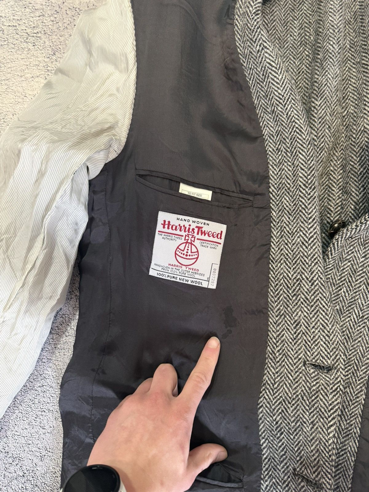Harris Tweed Harris Tweed Herringbone Blazer Wool Men 44R Tailored Jacket Size 44R - 19 Thumbnail