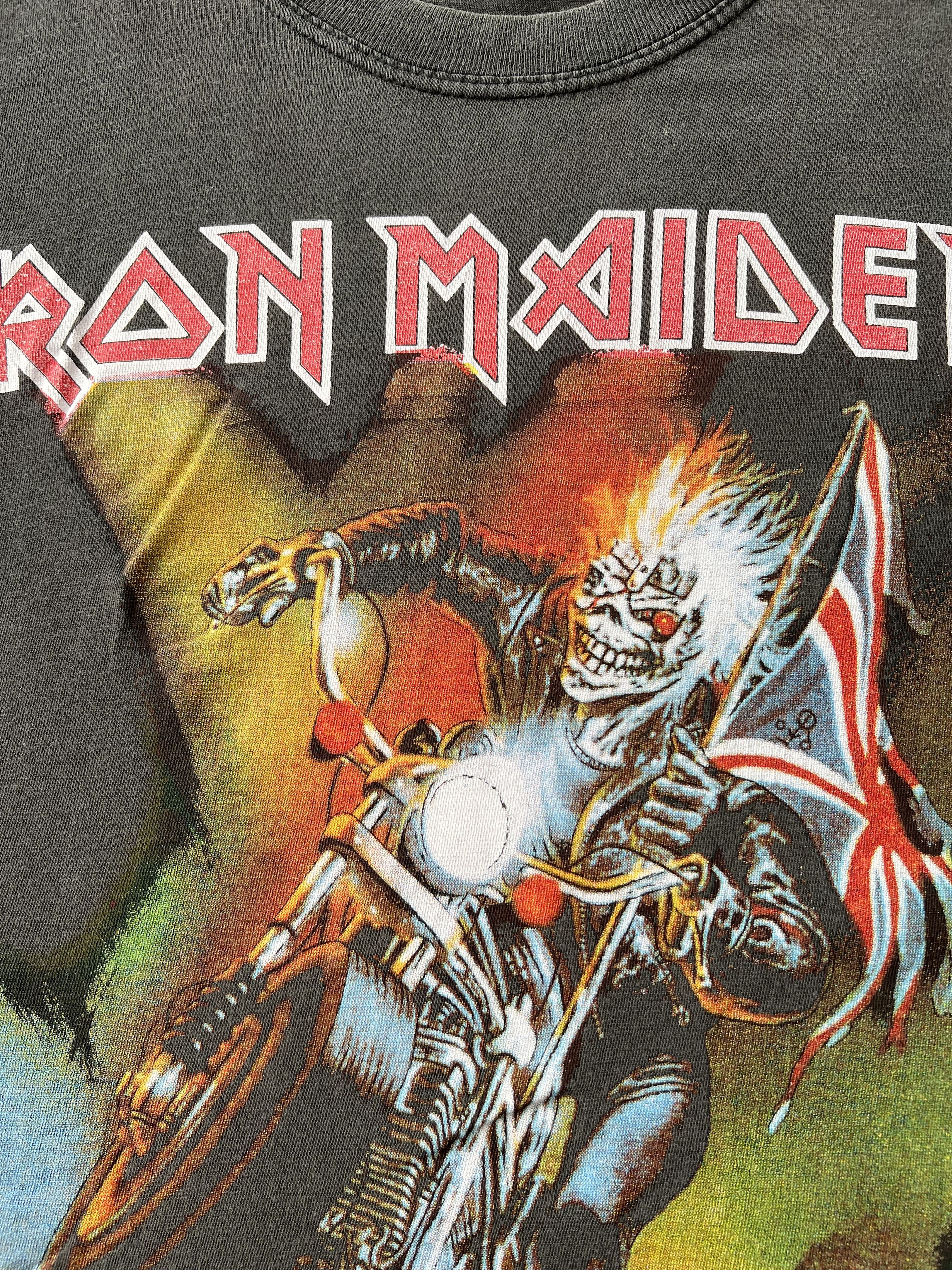 Band Tees Vintage 90s Iron Maiden England Faded Black T-shirt Size US M / EU 48-50 / 2 - 4 Thumbnail