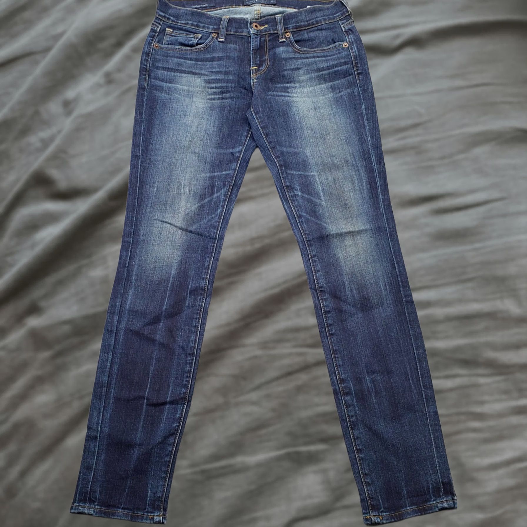 Lucky Brand Lucky Brand Jeans Women Size 2/26 Blue Whiskered Faded Dark Wash Charlie Skinny Jeans Size 26" / US 2 / IT 38 - 1 Thumbnail
