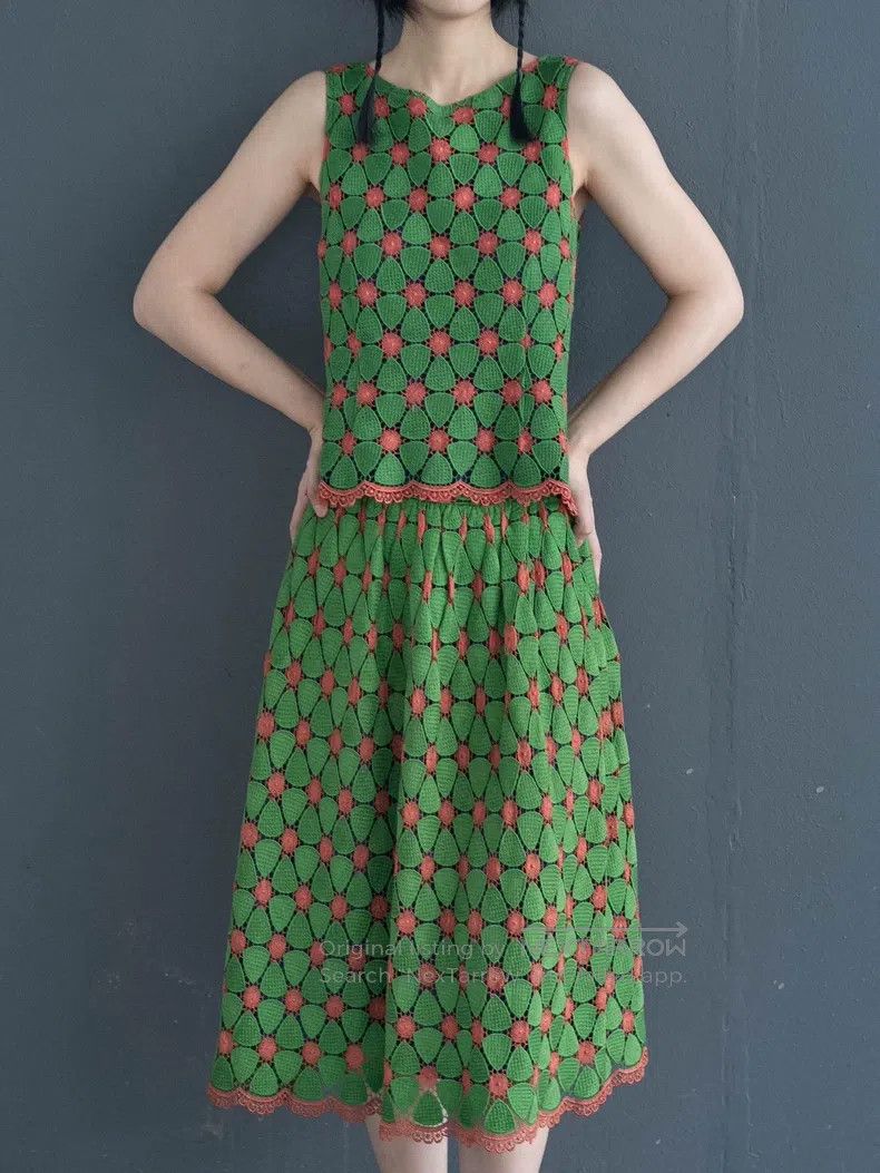Comme des Garcons Comme Des Garcons Green Lace Embroidery Vest/Skirt Size M / US 6-8 / IT 42-44 - 3 Thumbnail
