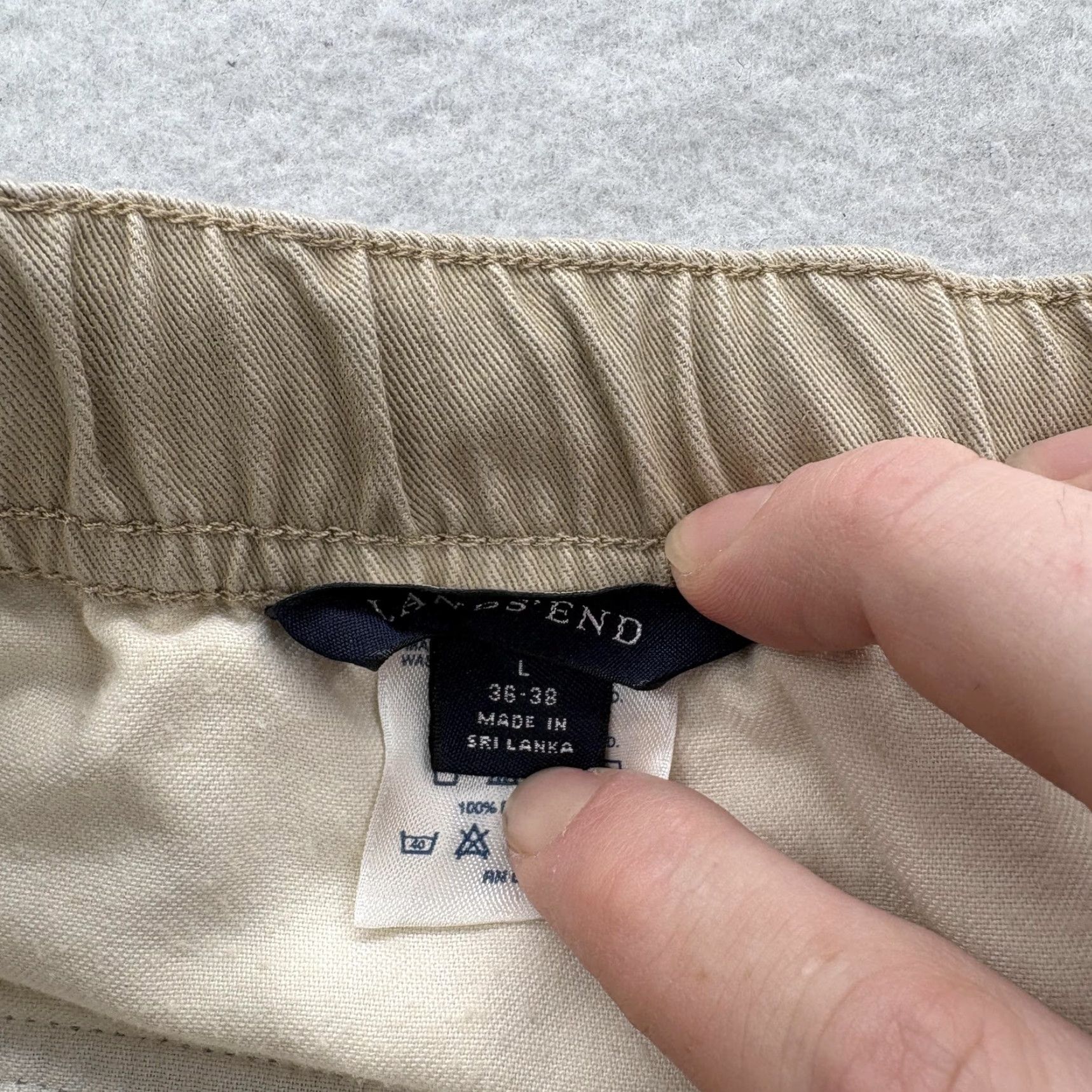 Lands' End Lands' End Cargo Pants Mens Large Beige Classic Fit Size US 33 - 3 Thumbnail