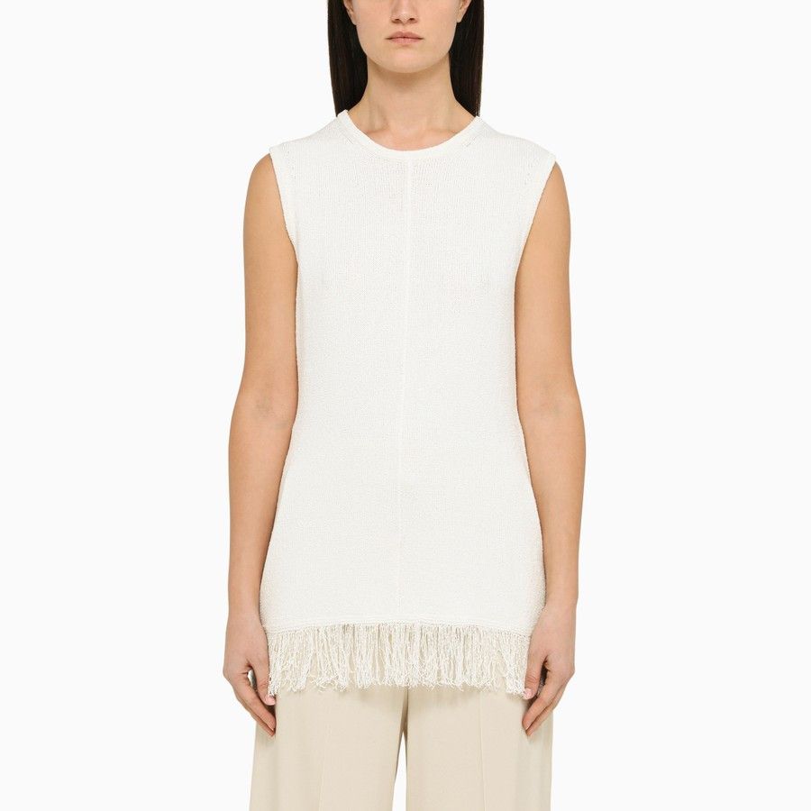 Loulou de Saison o1d2blof0824 Top With Fringes in White Size M / US 6-8 / IT 42-44 - 1 Thumbnail