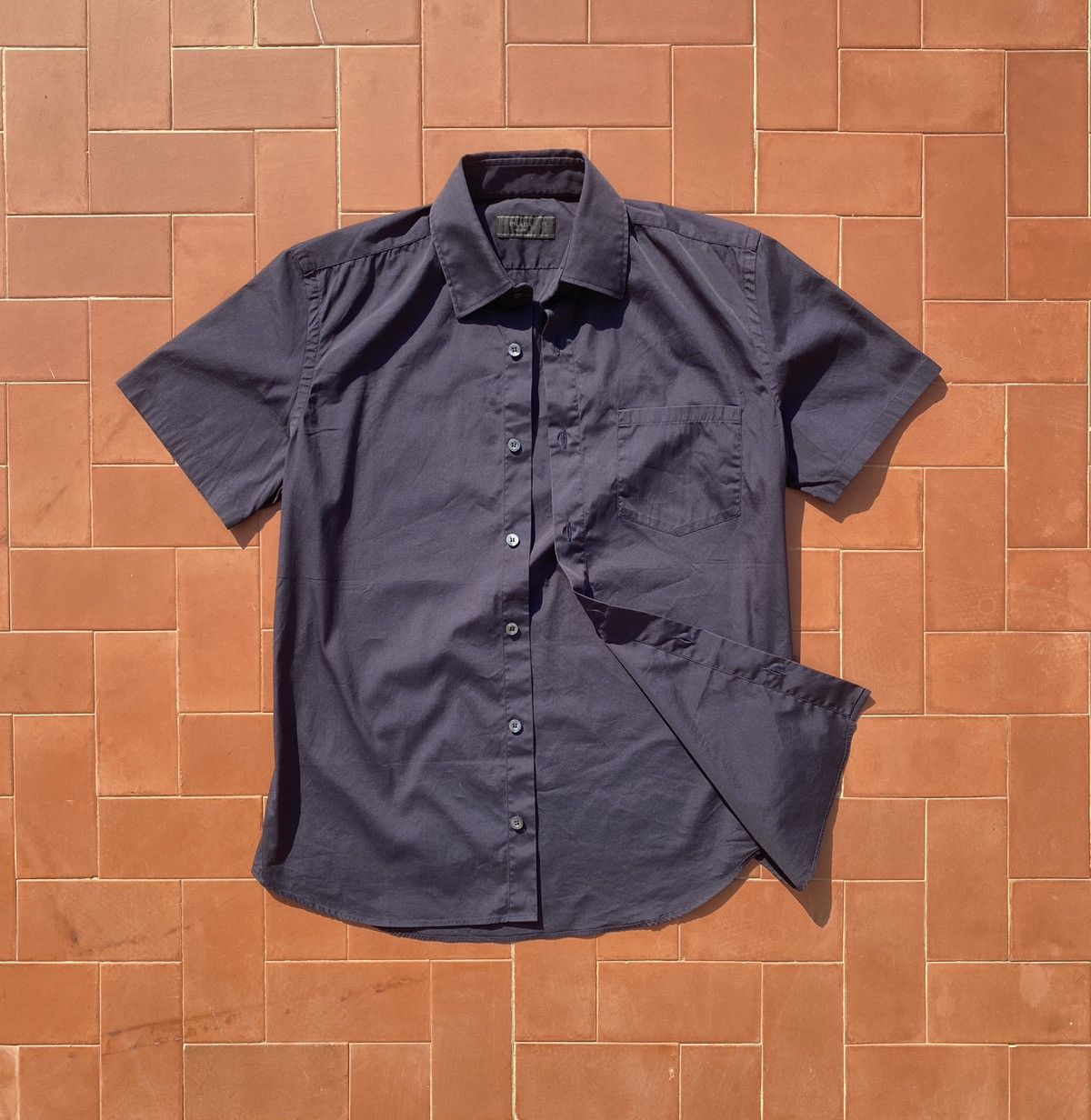 Prada Men’s Prada Milano Stretch Navy Short sleeve Shirt Size 38 Size US M / EU 48-50 / 2 - 2 Thumbnail
