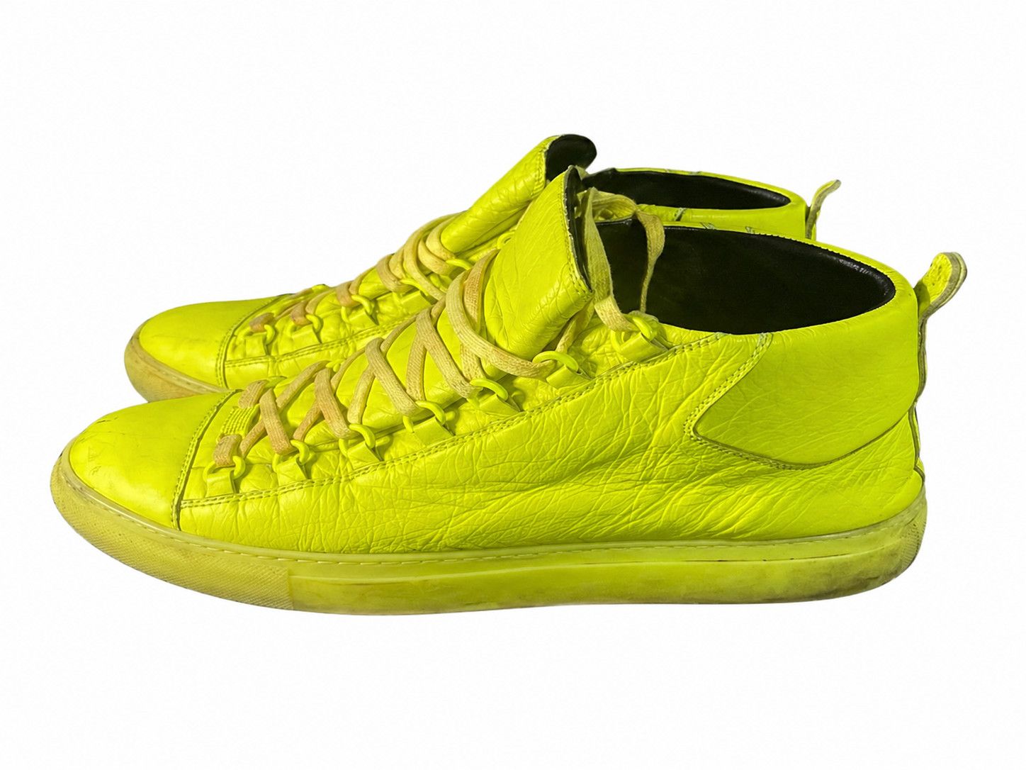 Balenciaga Balenciaga Arena Neon Yellow Leather High Top SZ 9.5 Size US 9.5 / EU 42-43 - 1 Thumbnail
