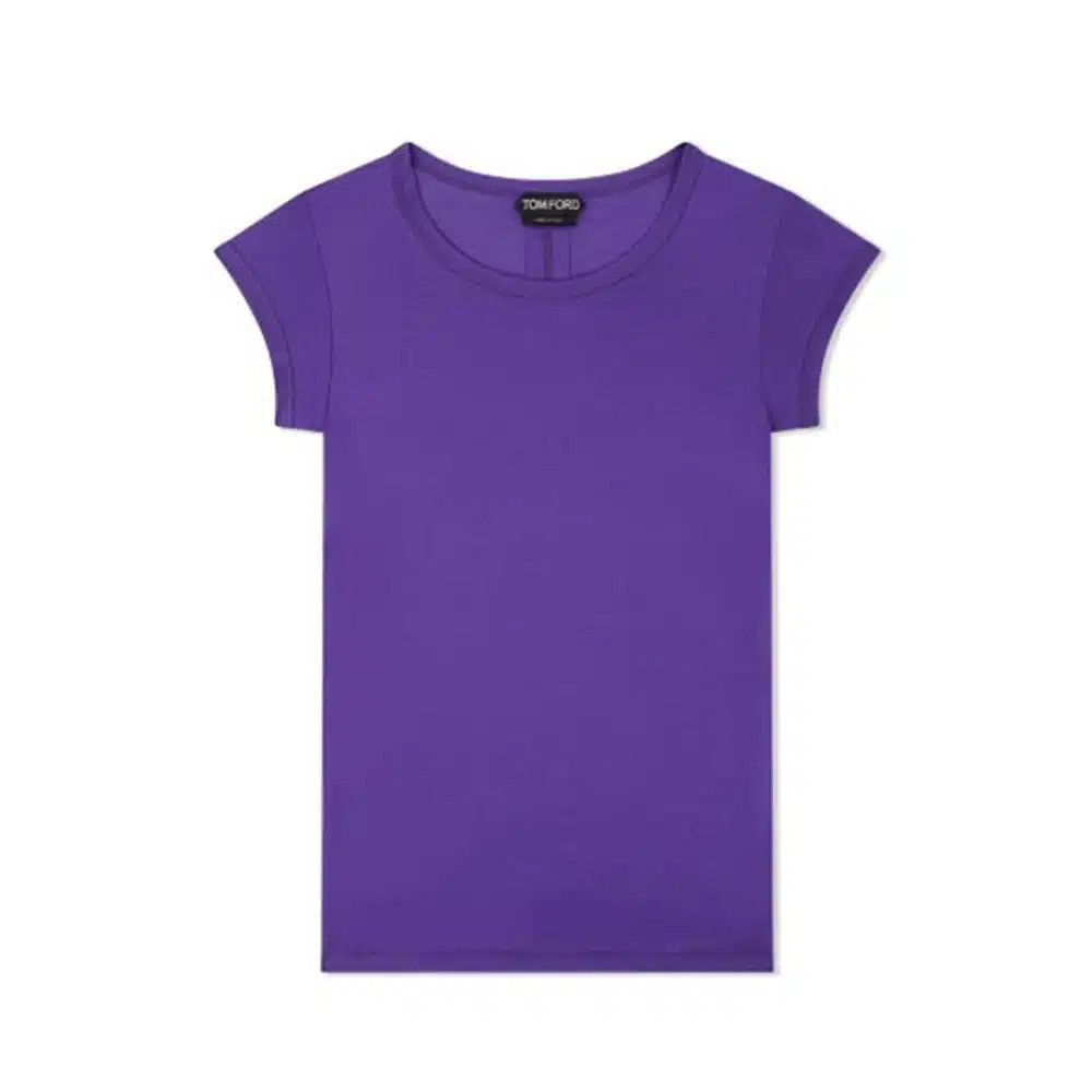 Tom Ford o1loc1c0625 TSJ295 Silk Jersey Fitted T-Shirt in Purple Size XS / US 0-2 / IT 36-38 - 1 Preview