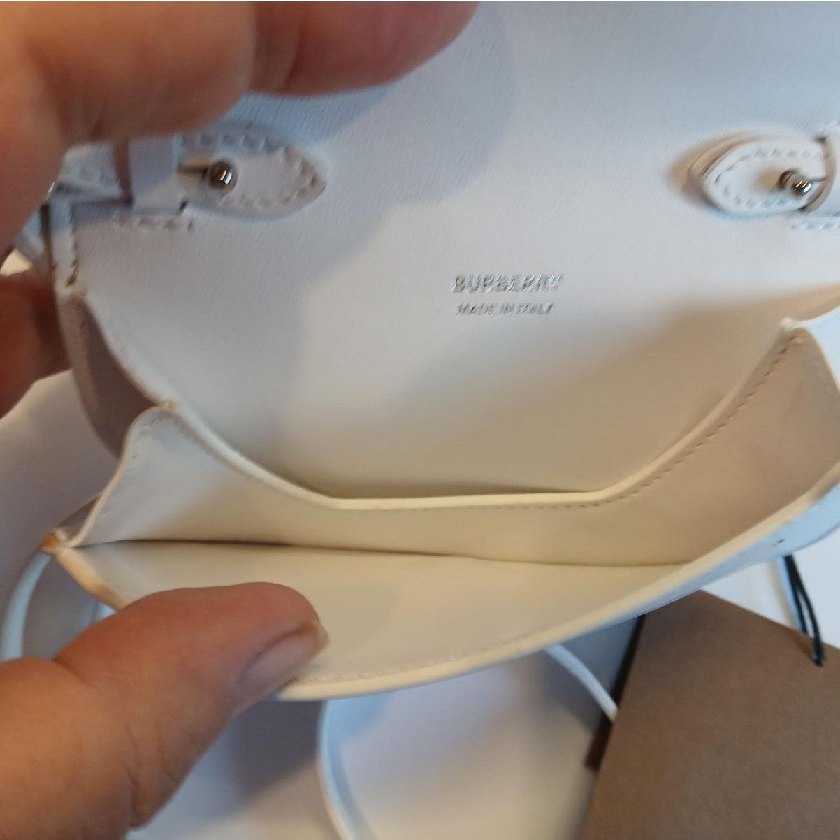 Burberry New - Burberry Olympia Micro Mini Leather Shoulder Bag White Size ONE SIZE - 9 Thumbnail