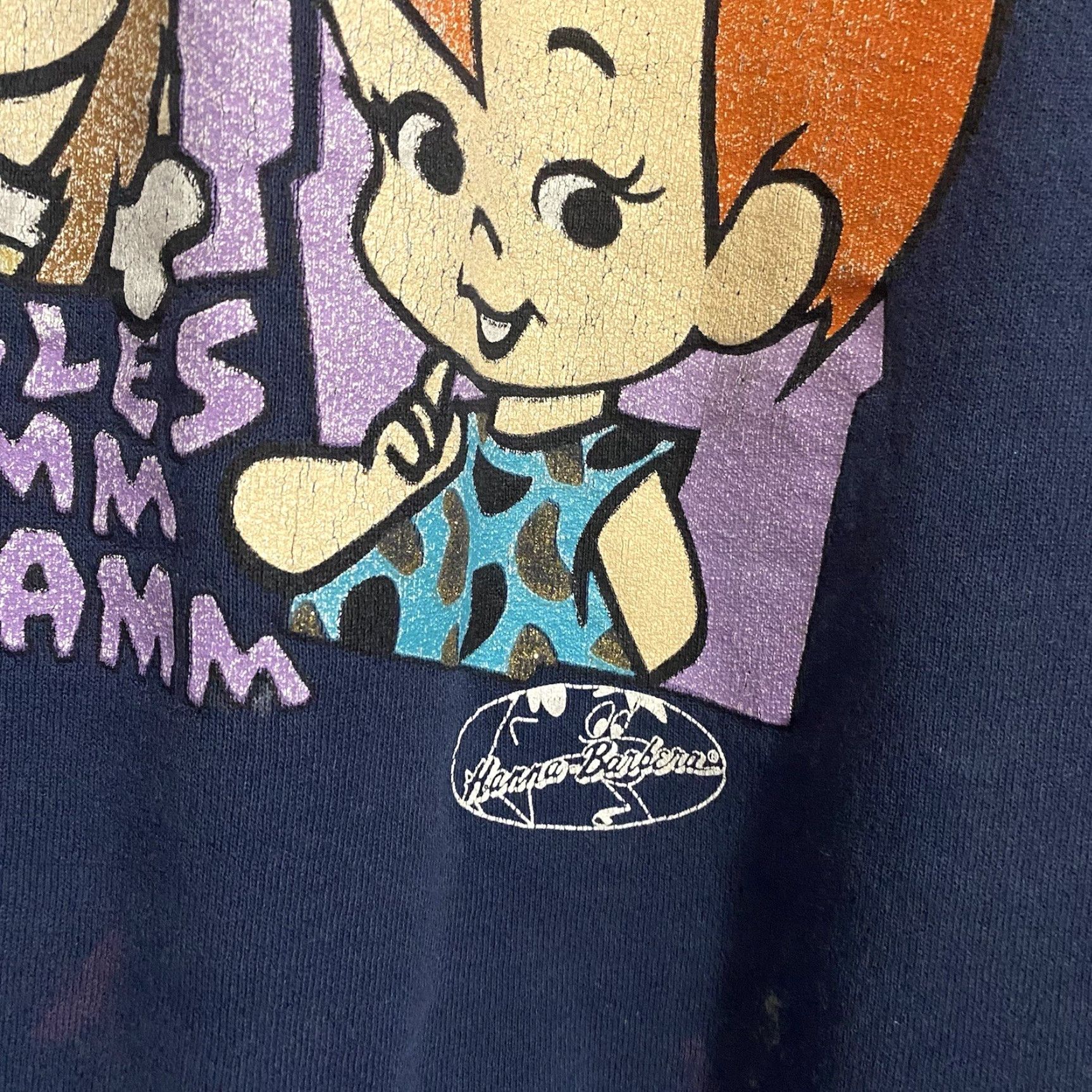 Vintage VINTAGE The Flintstones Pebbles Bam Bam Hanna Barbera Crewneck Sweatshirt L Navy Blue Turtle Bay Unisex Adults 80s 90s Cartoon Logo Pullover Size US L / EU 52-54 / 3 - 5 Thumbnail