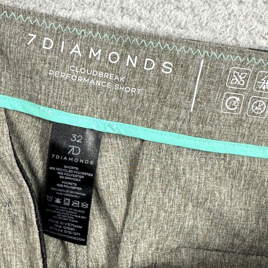 Vintage 7 Diamonds Cloudbreak Performance Shorts Mens 32 Grey Camo 4 Way Stretch NEW Size US 32 / EU 48 - 4 Thumbnail