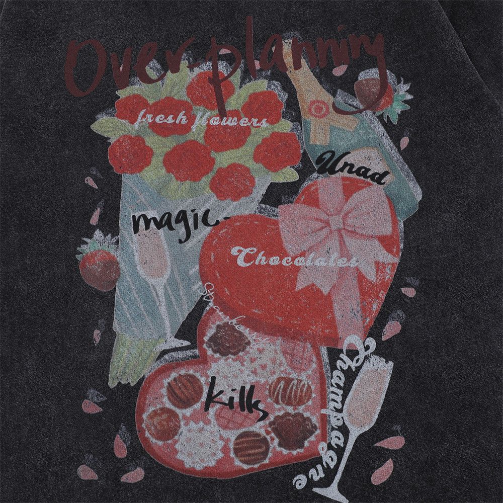 Japanese Brand × Vintage Creative love flower print washed distressed cotton tee Size US M / EU 48-50 / 2 - 4 Thumbnail