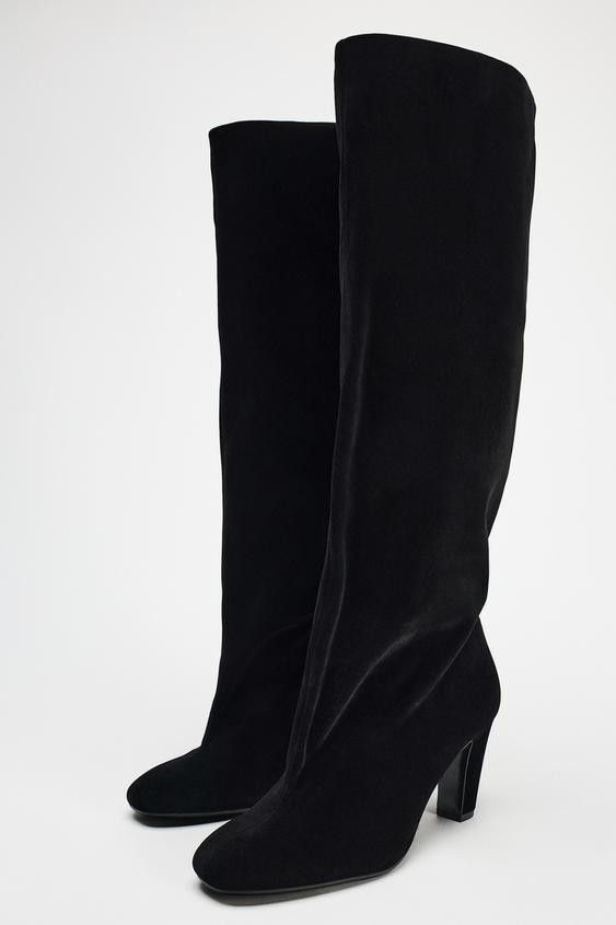 Zara VELVET LOOK HEELED BOOTS Size US 10 / IT 40 - 6 Thumbnail