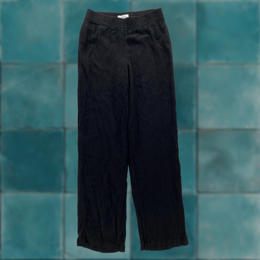 Vintage Babaton Womens Pants 2XS Black Pull On Wide Leg Crinkle Viscose ECOVERO Size 24" / US 00 / IT 34 - 1 Thumbnail