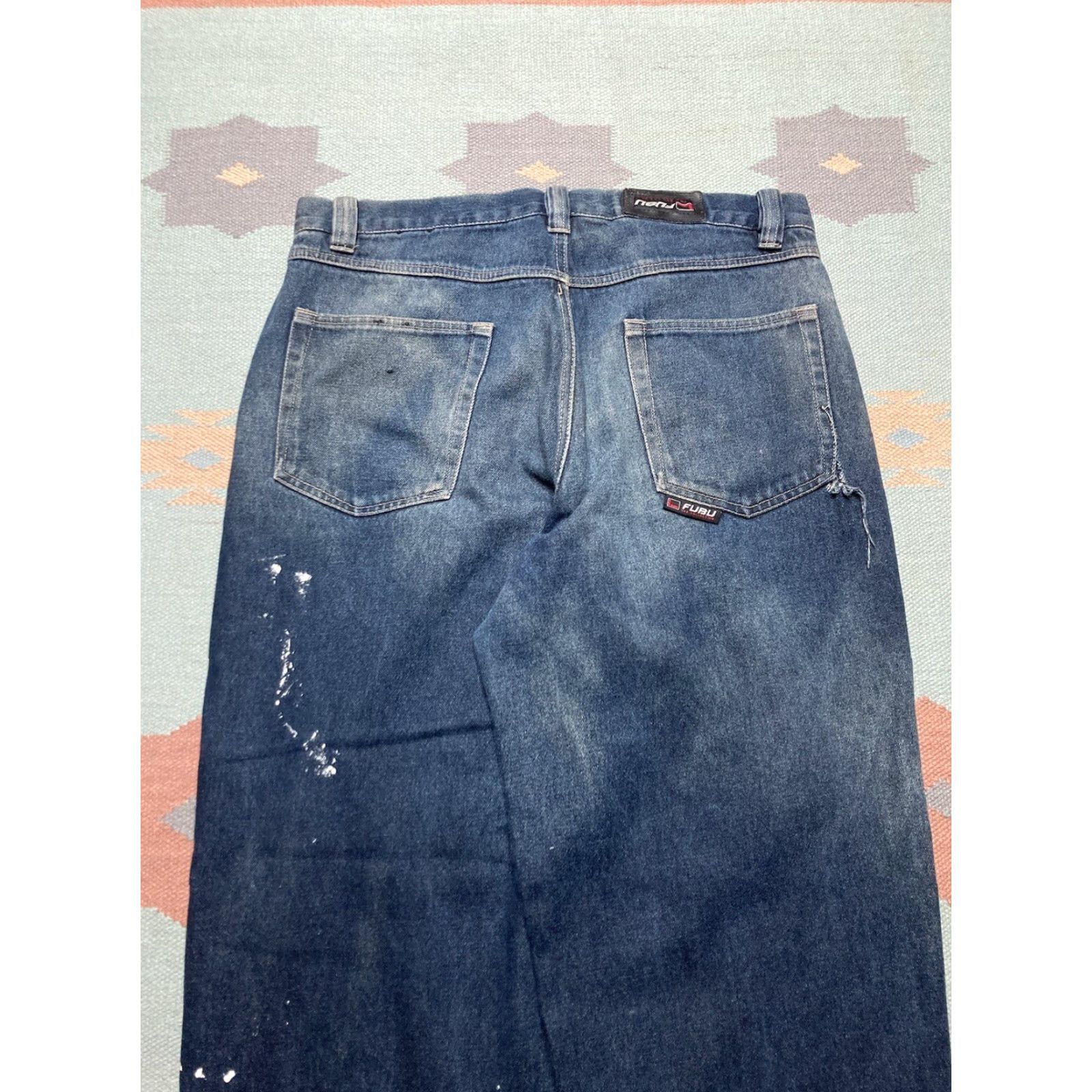Fubu VINTAGE FUBU Jeans Men 36x33 Wide-Leg Hip Hop Grunge Baggy Y2K Skater Blue Size US 36 / EU 52 - 3 Thumbnail