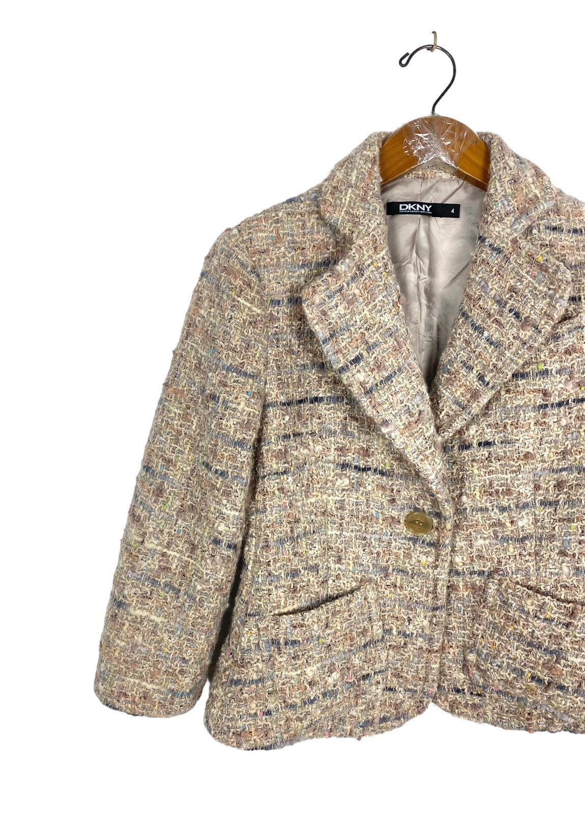 DKNY Rare‼️ Vintage Donna Karan New York Tweed Jacket Size XS / US 0-2 / IT 36-38 - 2 Thumbnail