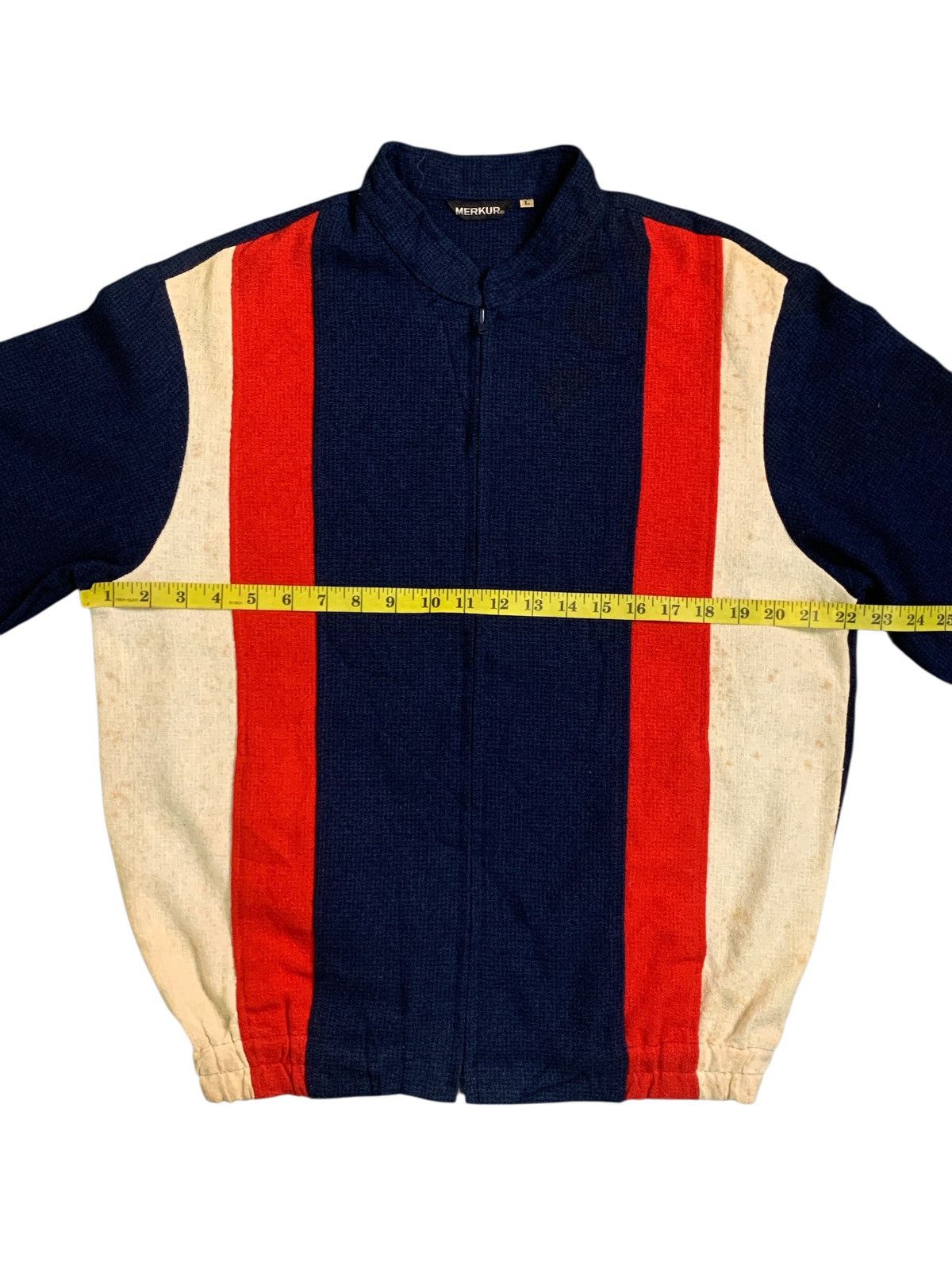 Japanese Brand Rare Design Vintage Merkur Vertical Stripes Zipper Jacket Size US L / EU 52-54 / 3 - 6 Thumbnail