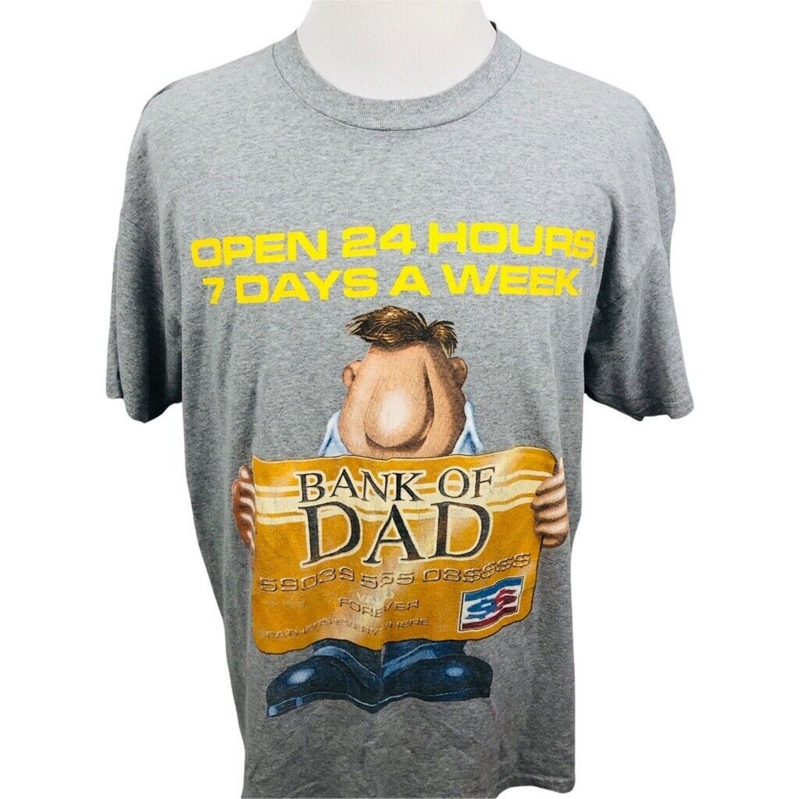 Delta Open 24 Hours Bank Of Dad Vintage T Shirt Gray Heathered XL Size US XL / EU 56 / 4 - 1 Thumbnail