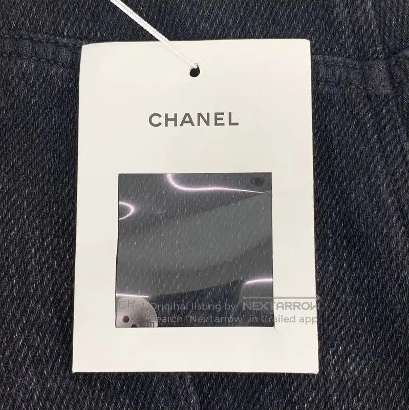 Chanel Chanel Black Cotton Wide Leg Jeans . Size 22" - 9 Thumbnail