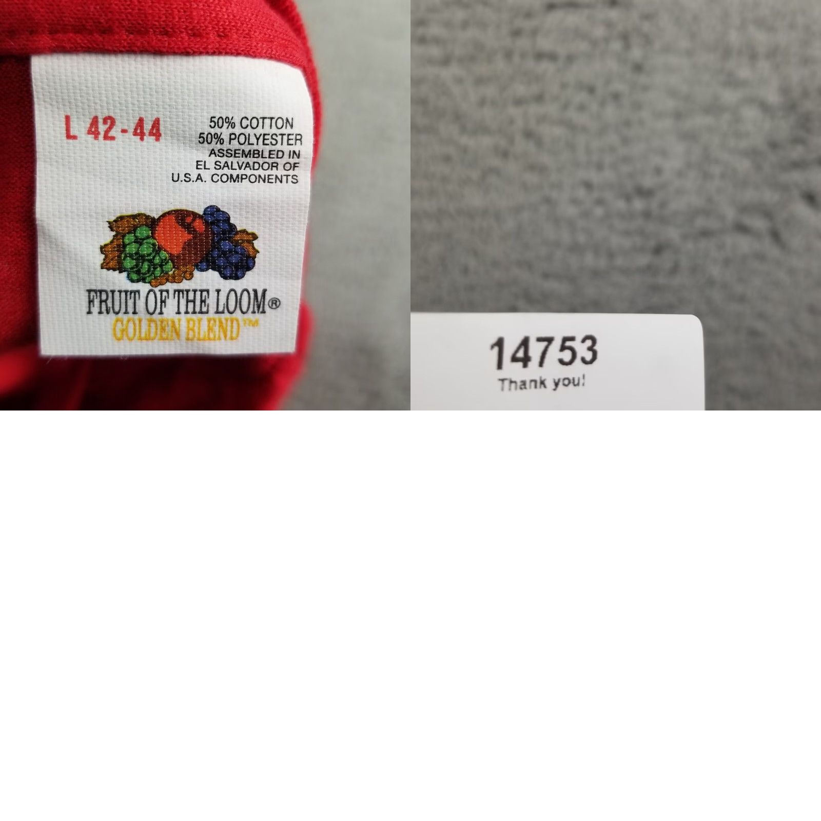 Fruit Of The Loom VINTAGE Fruit of the Loom T-Shirt Adult Large Red Pocket 90s Grunge 1994 USA Mens Size US L / EU 52-54 / 3 - 8 Thumbnail