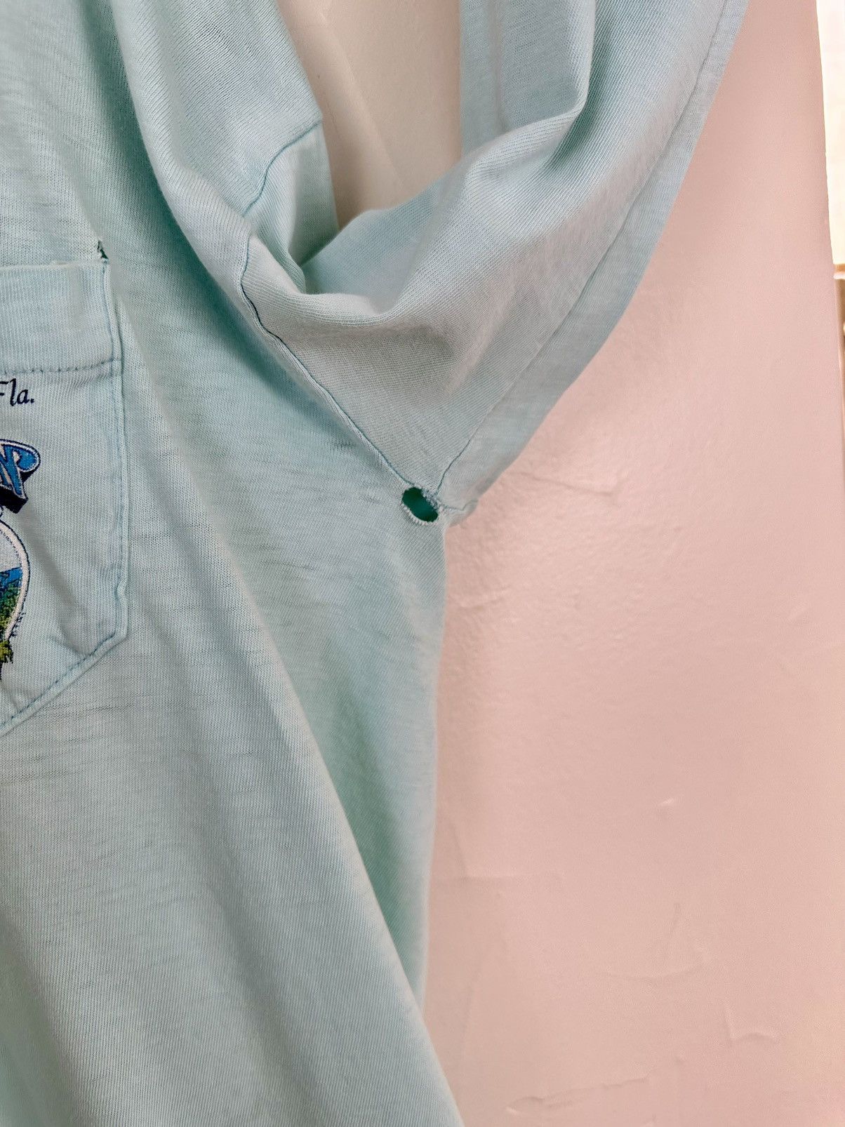 Vintage (XL) 80’s THRASHED TROPICAL VINTAGE Blue Long-sleeve Tee Size US XL / EU 56 / 4 - 11 Thumbnail