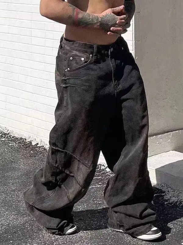 Jean nezawa x Asano Embroidered Baggy Wide Leg Flare Denim Jeans Size US 30 / EU 46 - 4 Thumbnail