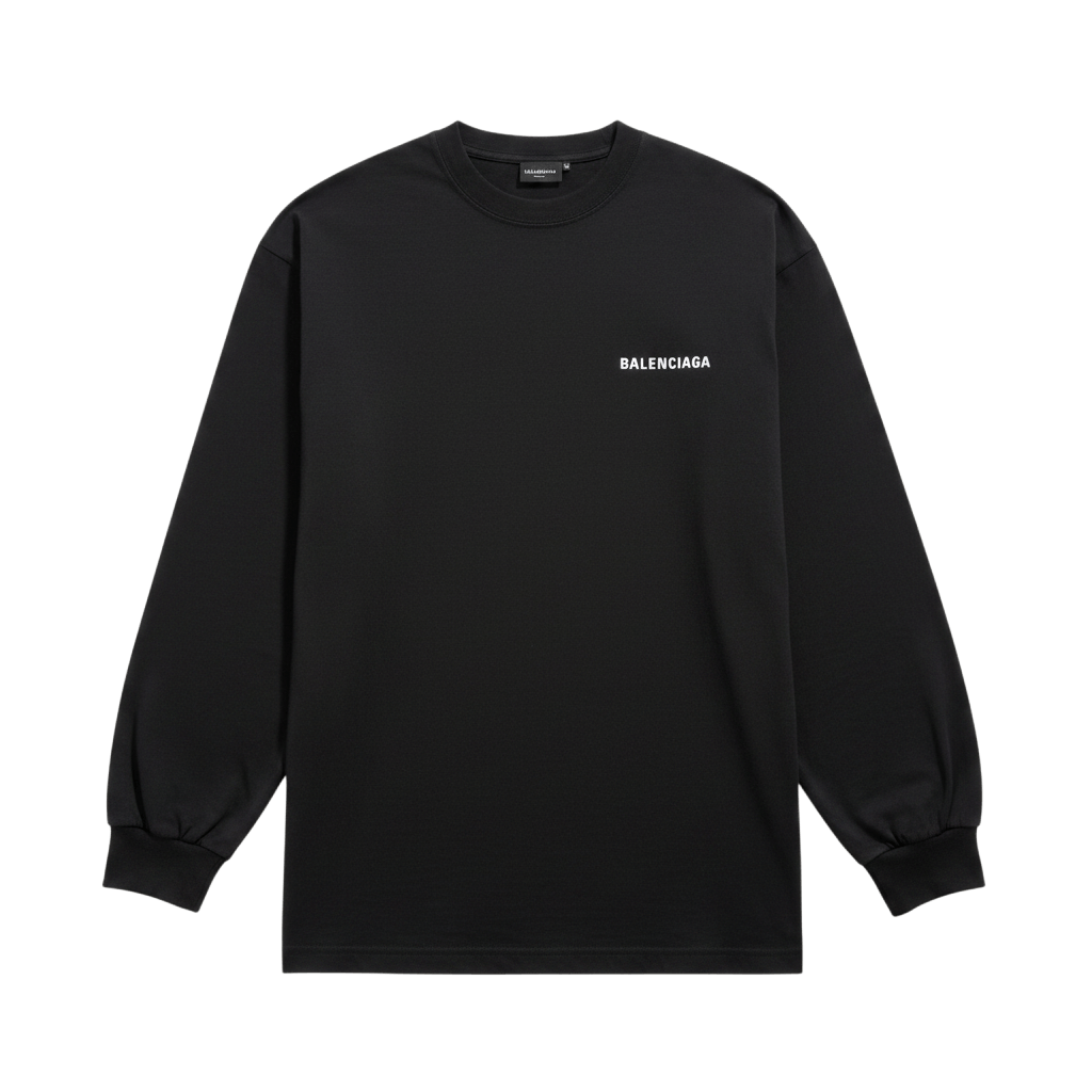 Balenciaga Balenciaga 'Double Sided Logo' Black LS Tee Size US L / EU 52-54 / 3 - 1 Preview