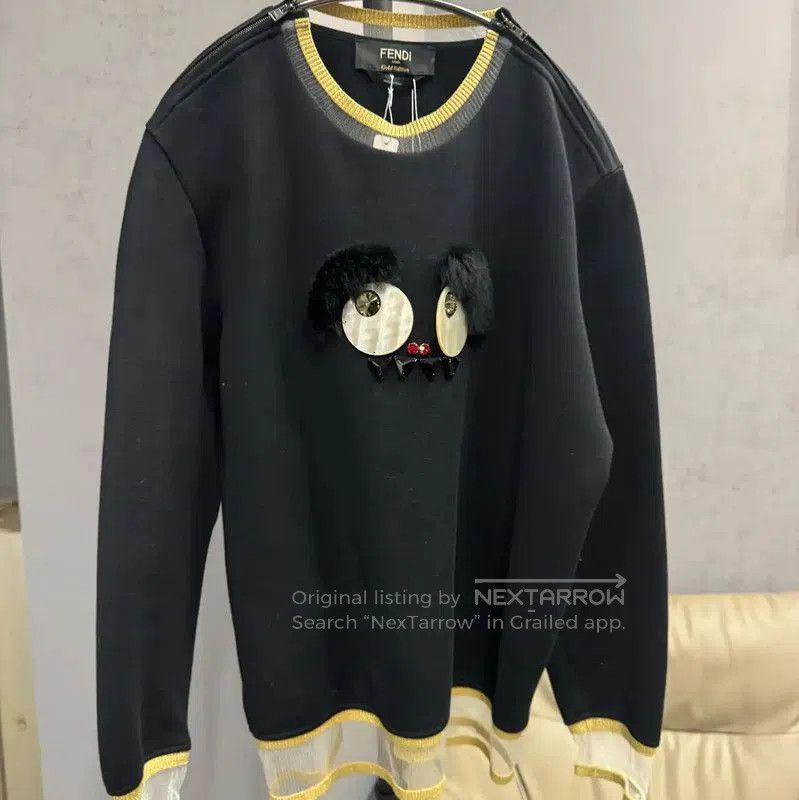 Fendi Fendi Black Cotton Women's Sweatshirt with Unique Design . Size L / US 10 / IT 46 - 1 Thumbnail