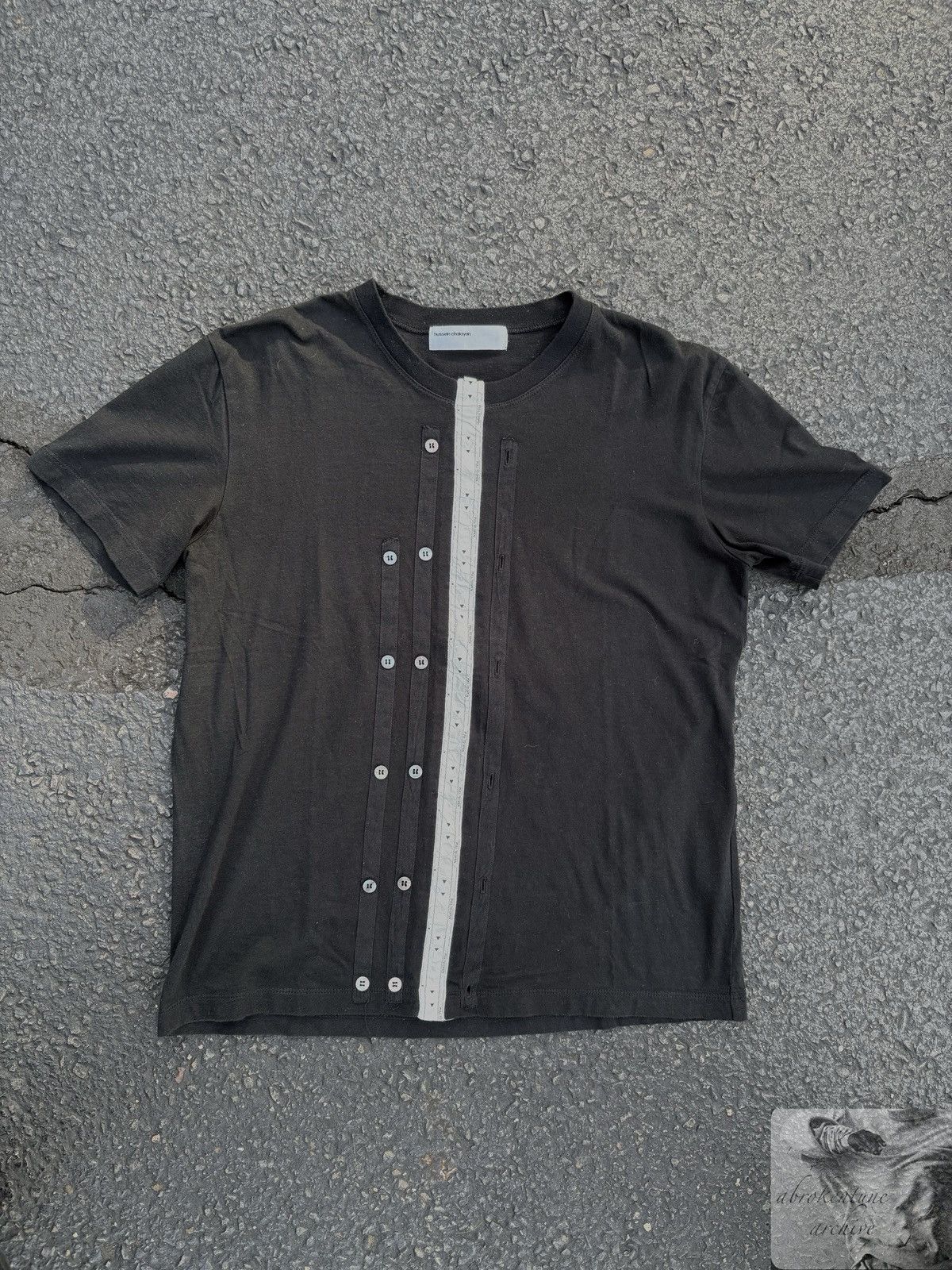 トップス hussein chalayan ss03 docking shirts 2000s Hussein Chalayan - pigmented t-shirt with different