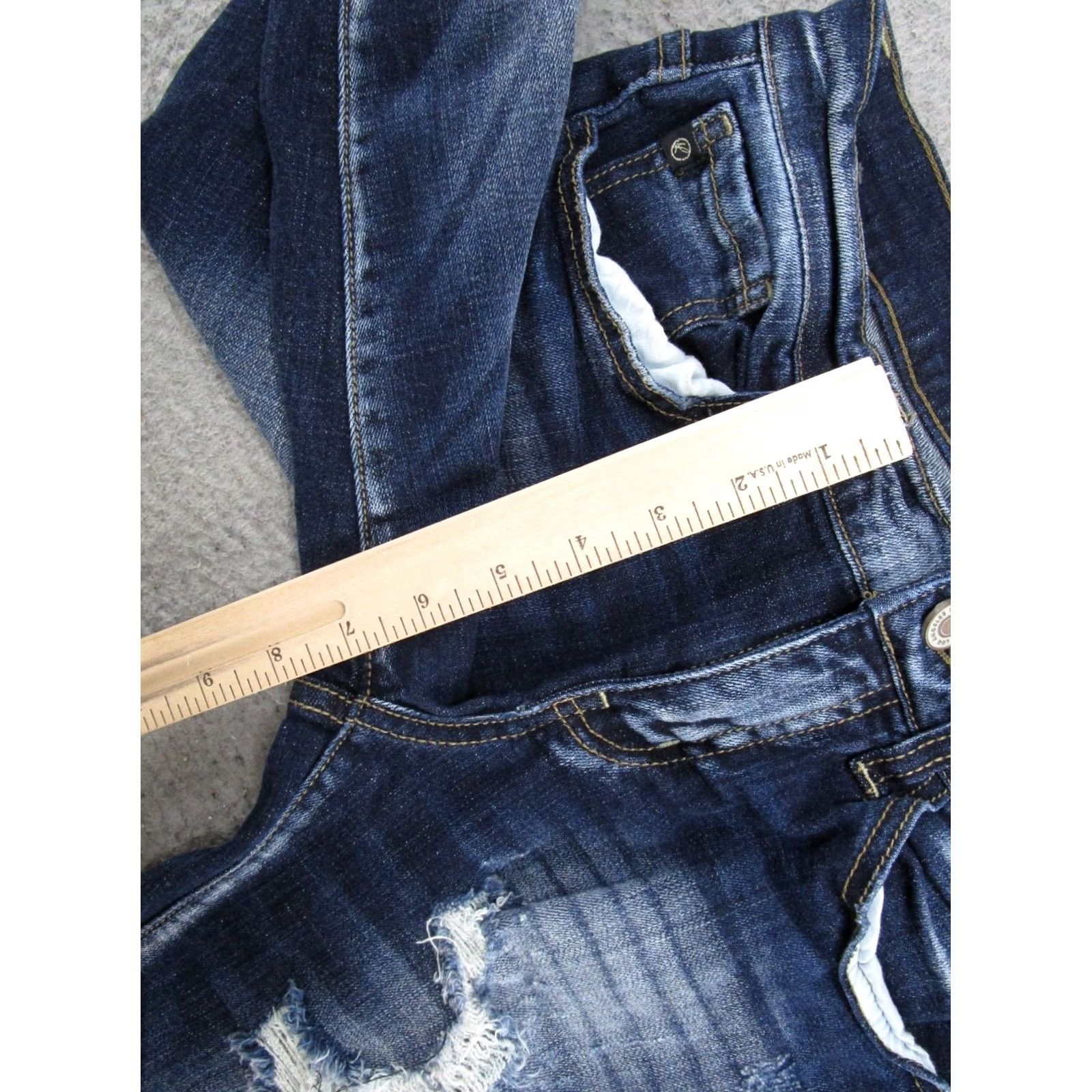 Vintage Kancan Womens Blue Distressed Denim Dark Wash Stretch Skinny Jeans Size 27 Size 27" / US 4 / IT 40 - 7 Thumbnail