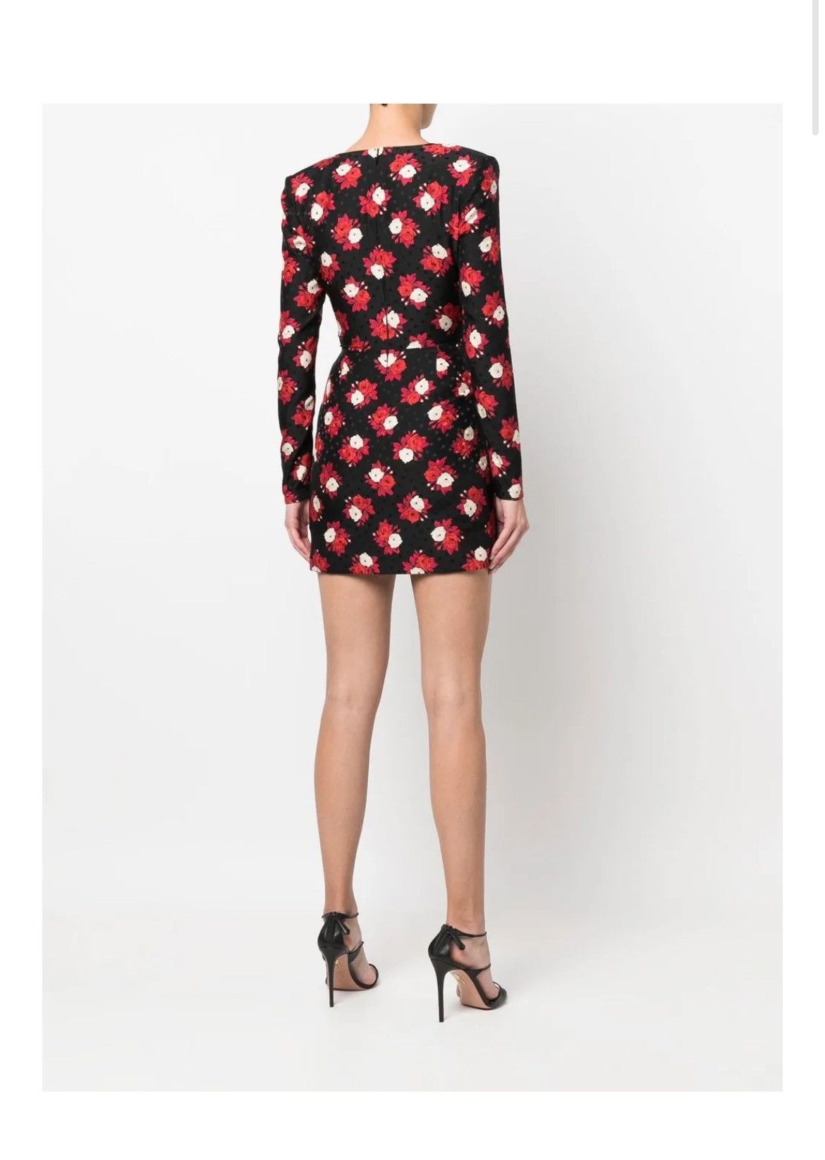 Saint Laurent Paris Saint Laurent Black Silk Floral Mini Dress – 2022 Collection Size S / US 4 / IT 40 - 3 Thumbnail