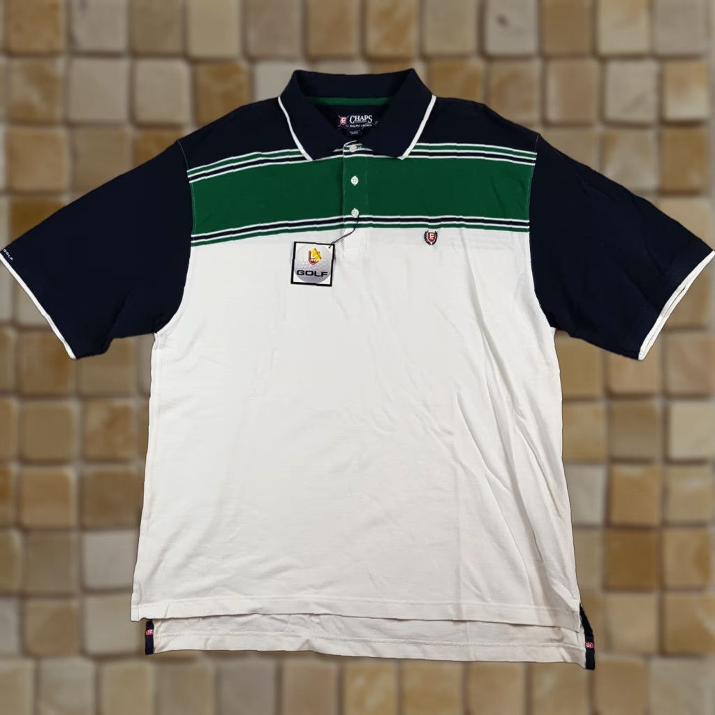 Ralph Lauren VINTAGE Ralph Lauren Polo Shirt Chaps 90s Golf Shield Logo Striped XL Green Men Polo Shirt Size US XL / EU 56 / 4 - 1 Thumbnail