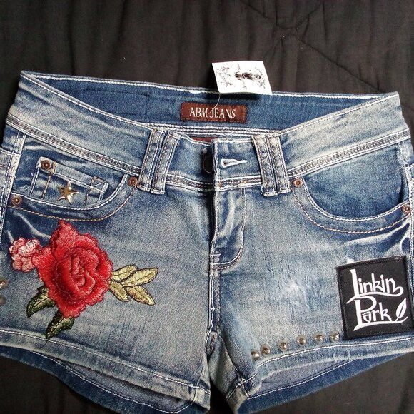 Vintage NWT Dead Poet Streetwear Patches Denim Shorts Linkin Park Size 30" / US 8 / IT 44 - 1 Thumbnail