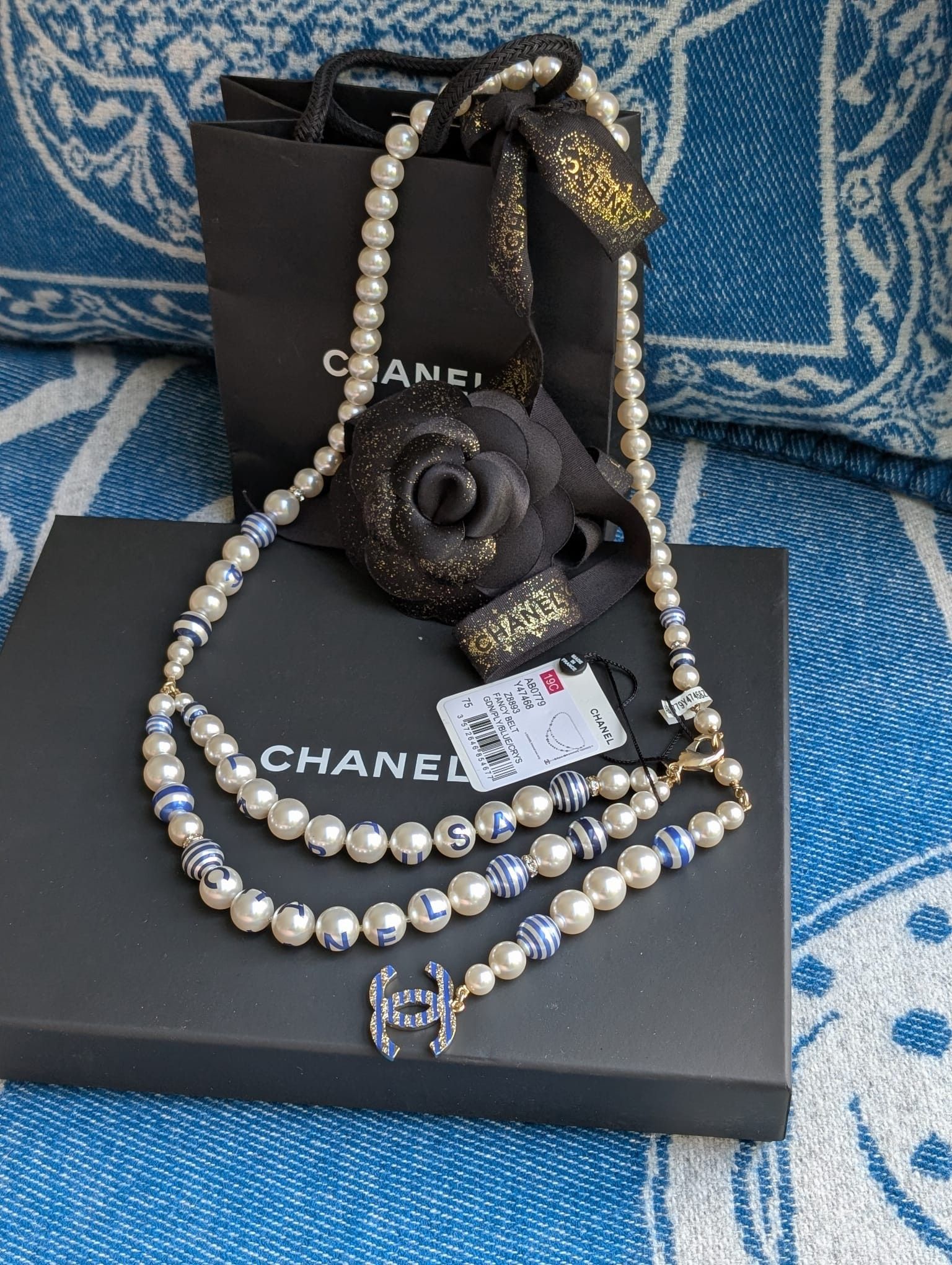Chanel Chanel CC P19C La Pausa Pearl Logo GHW necklace belt tag Size ONE SIZE - 3 Thumbnail
