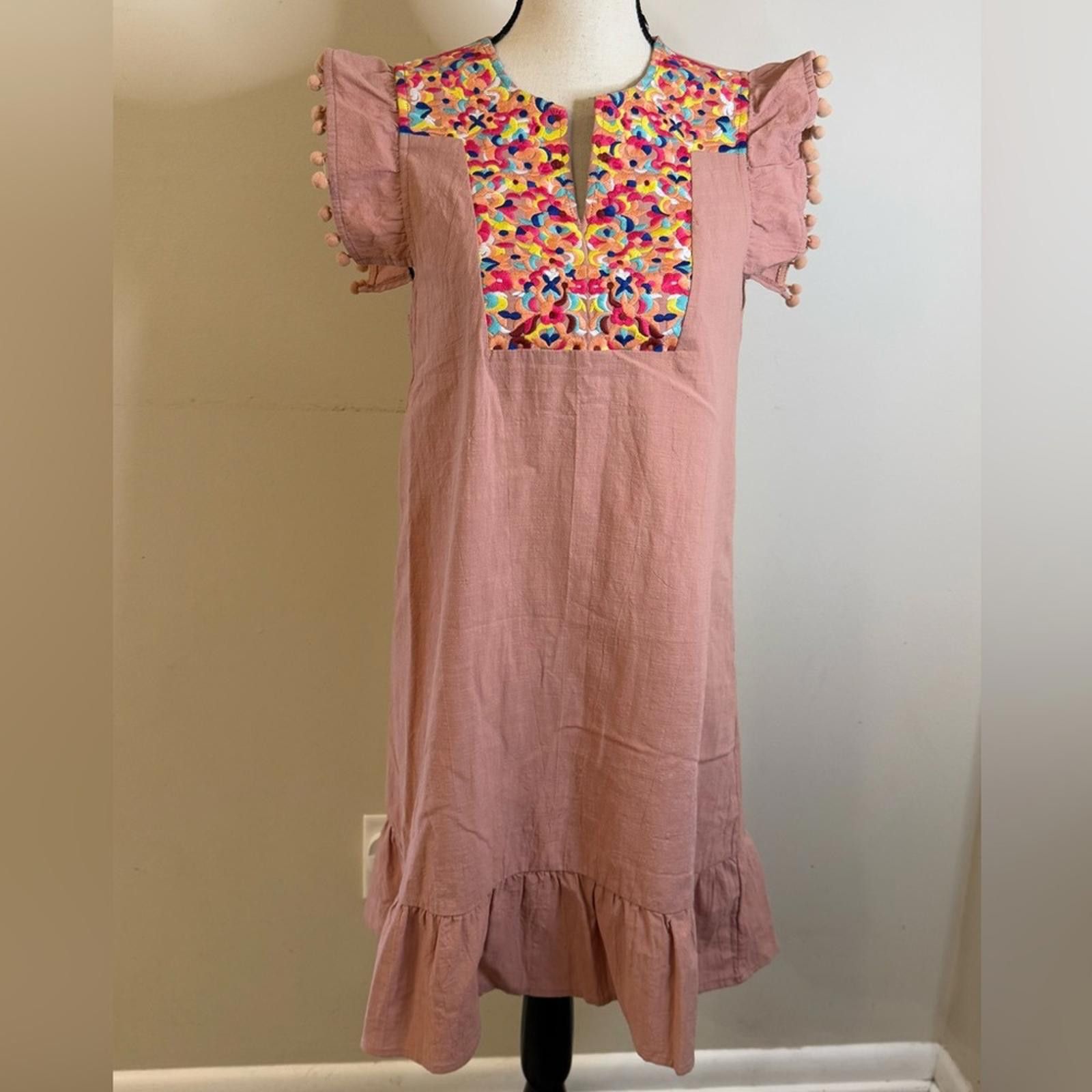 Other Kirundo pink embroidered pom pom midi sheath dress SZ SM Size S / US 4 / IT 40 - 1 Thumbnail