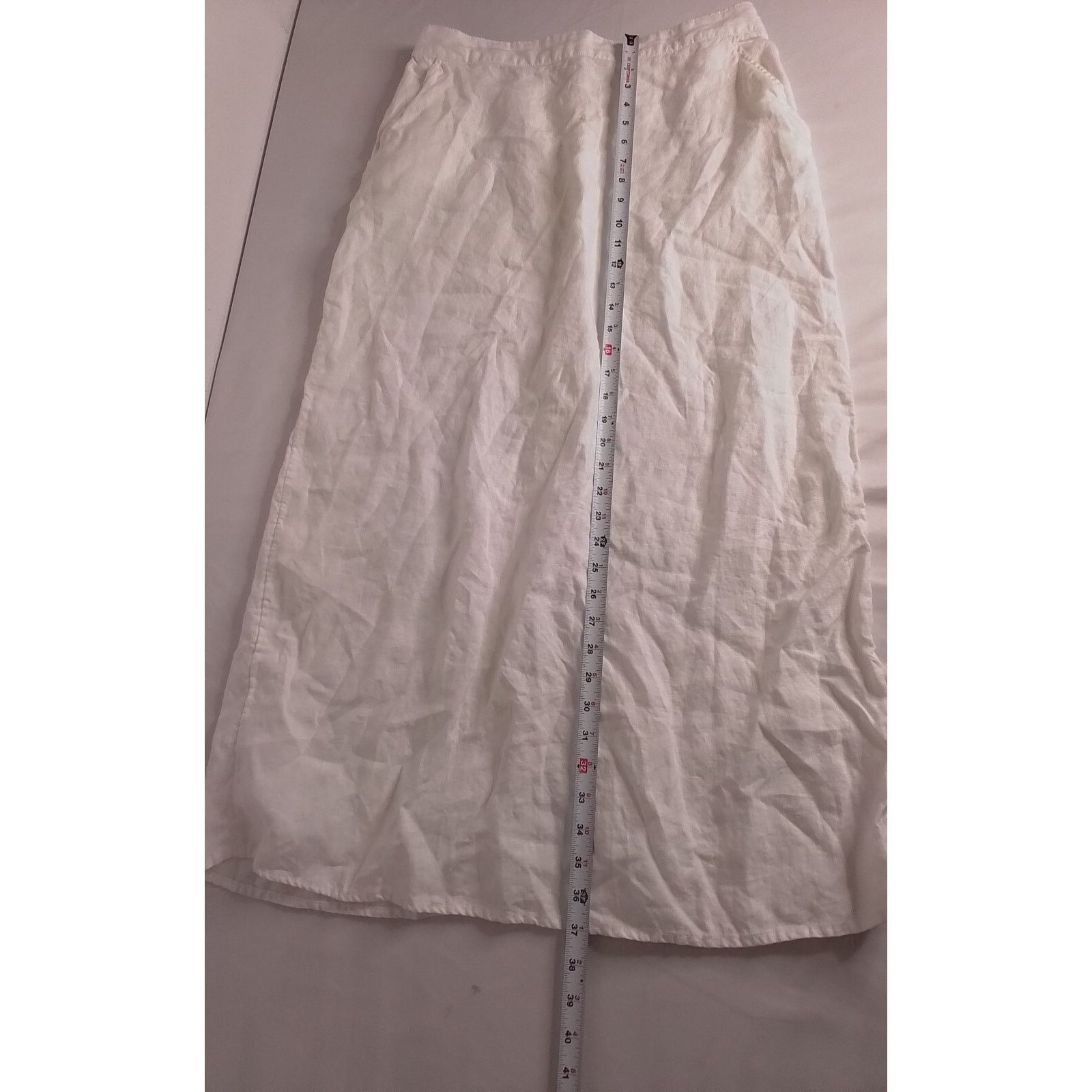 Halston Halston Women's Linen Slip Skirt Large White Size 32" / US 10 / IT 46 - 6 Thumbnail