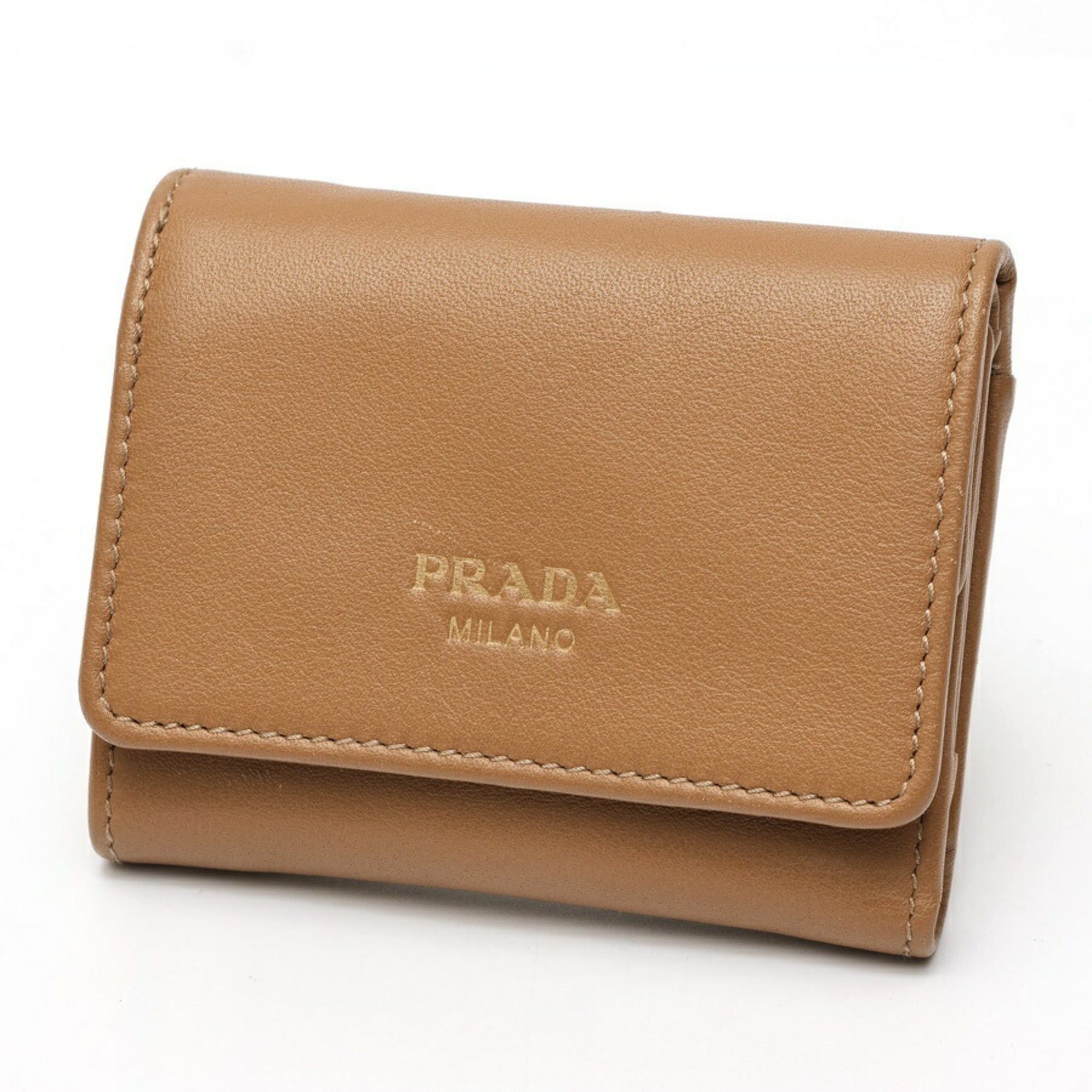 Prada Prada Compact Wallet Tri-fold 1MH043 Leather Brown Size ONE SIZE - 1 Thumbnail