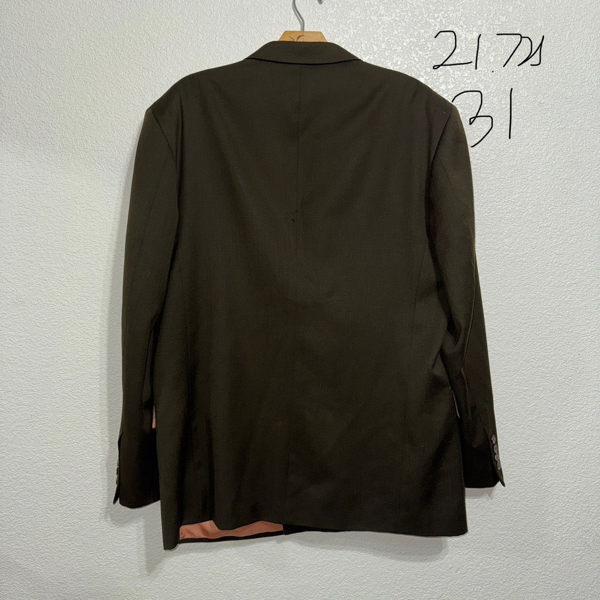 Vintage Vintage Wool J. Riggings Olive Blazer Jacket Pink Lining Size 44R - 5 Thumbnail
