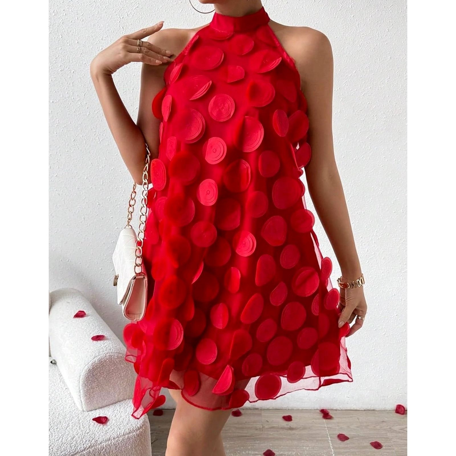Other Valentines Day Night Out 3 Dimensional Halter Neck Mini 12 Size XL / US 12-14 / IT 48-50 - 4 Thumbnail