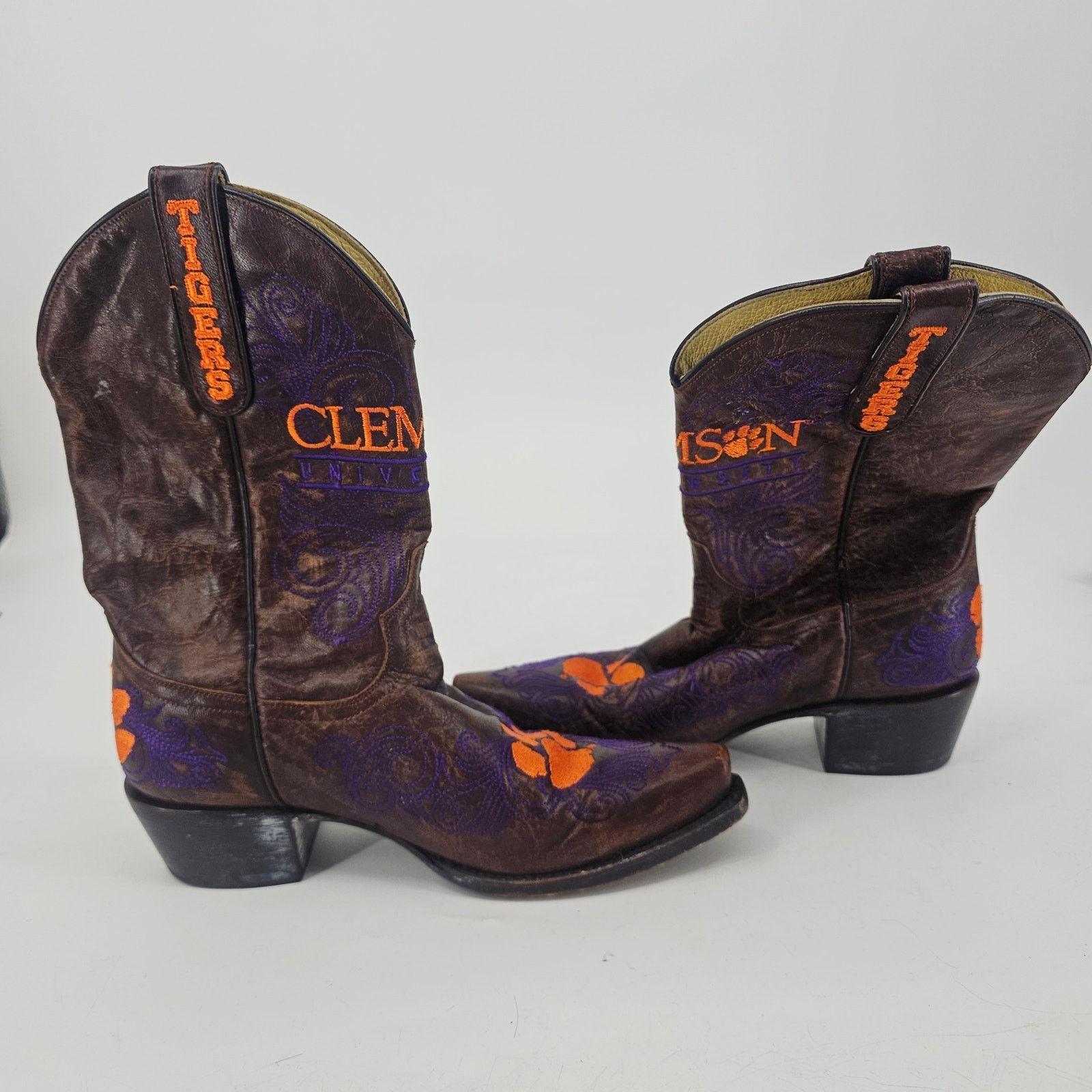 NCAA × Other Gameday Clemson Tigers Logo Western Cowgirl Leather Boot 7 Size US 7 / IT 37 - 5 Thumbnail